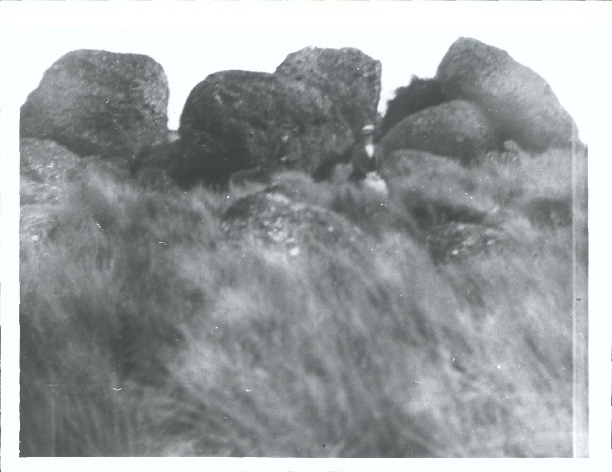 "Group of rocks in Hokonui Hills. Traditional site where travelling Maoris performed rites to ensure safe journeys."