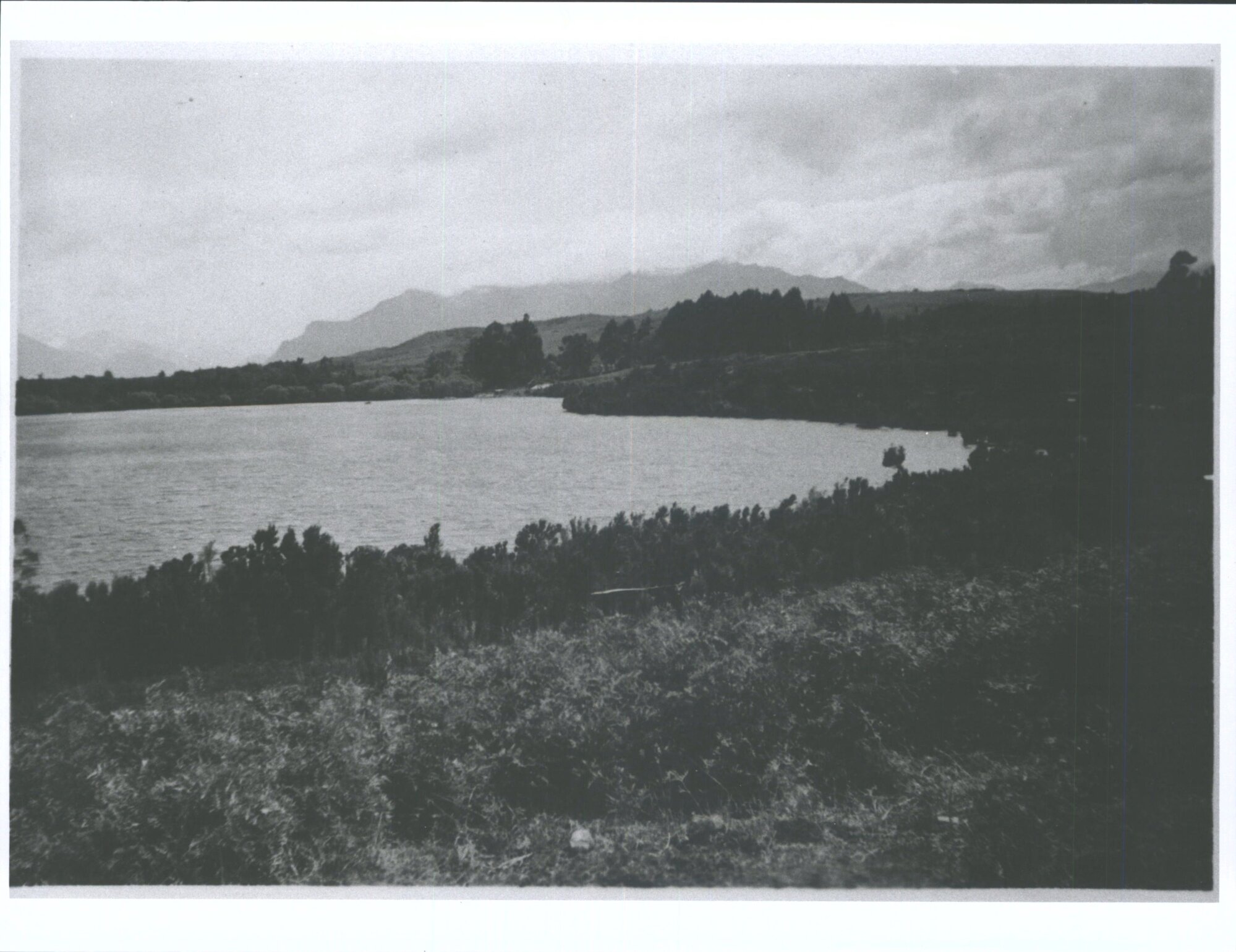 "Looking down on the Boat Harbour bay from the road Lake Te Anau goes up on left &amp; Eglinton Valley goes up on extreme right