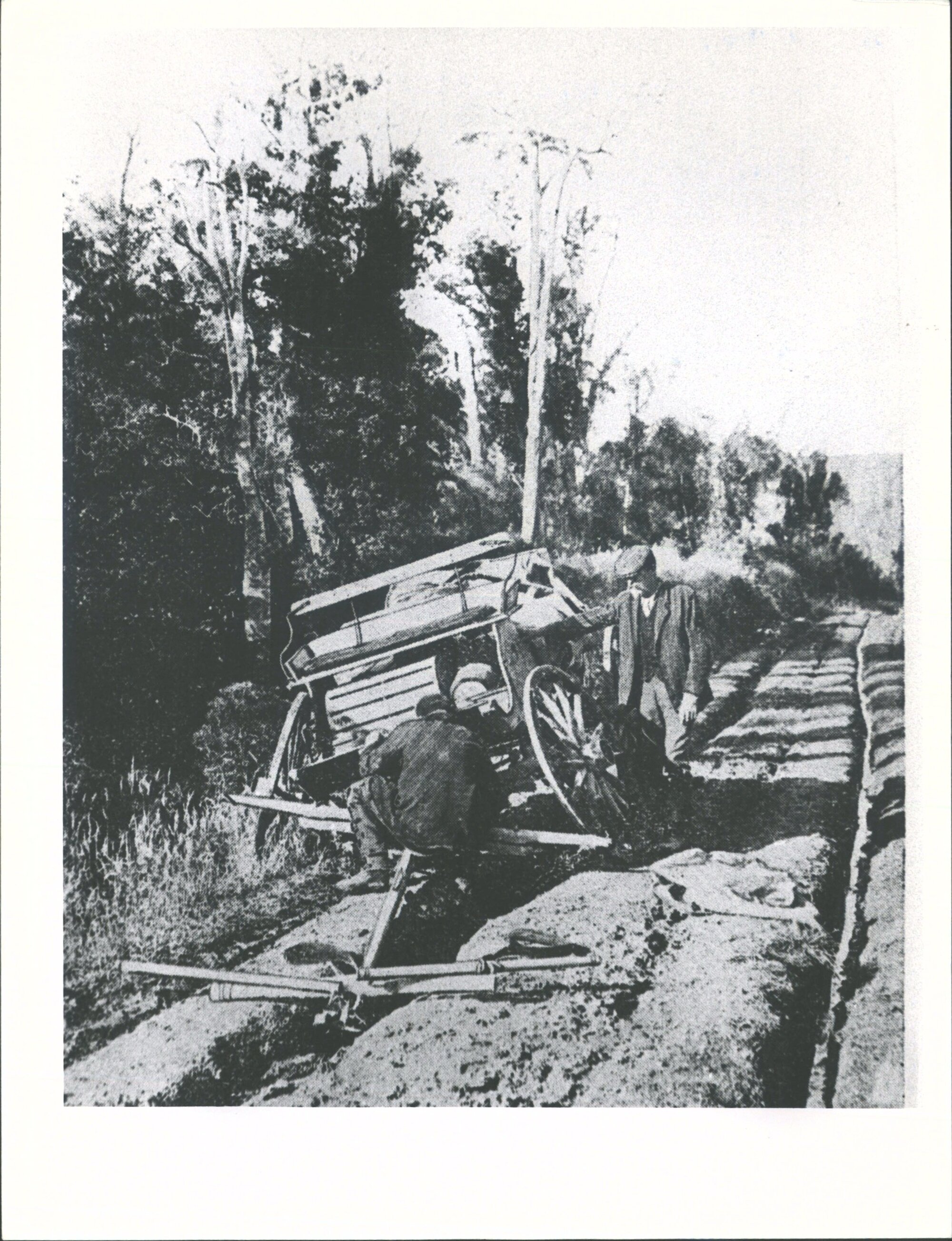 Tuapeka County  "A Breakdown: The Settler's difficulties on the Back blocks. A snapshot  on the road between Fortrose &amp;  Haldane