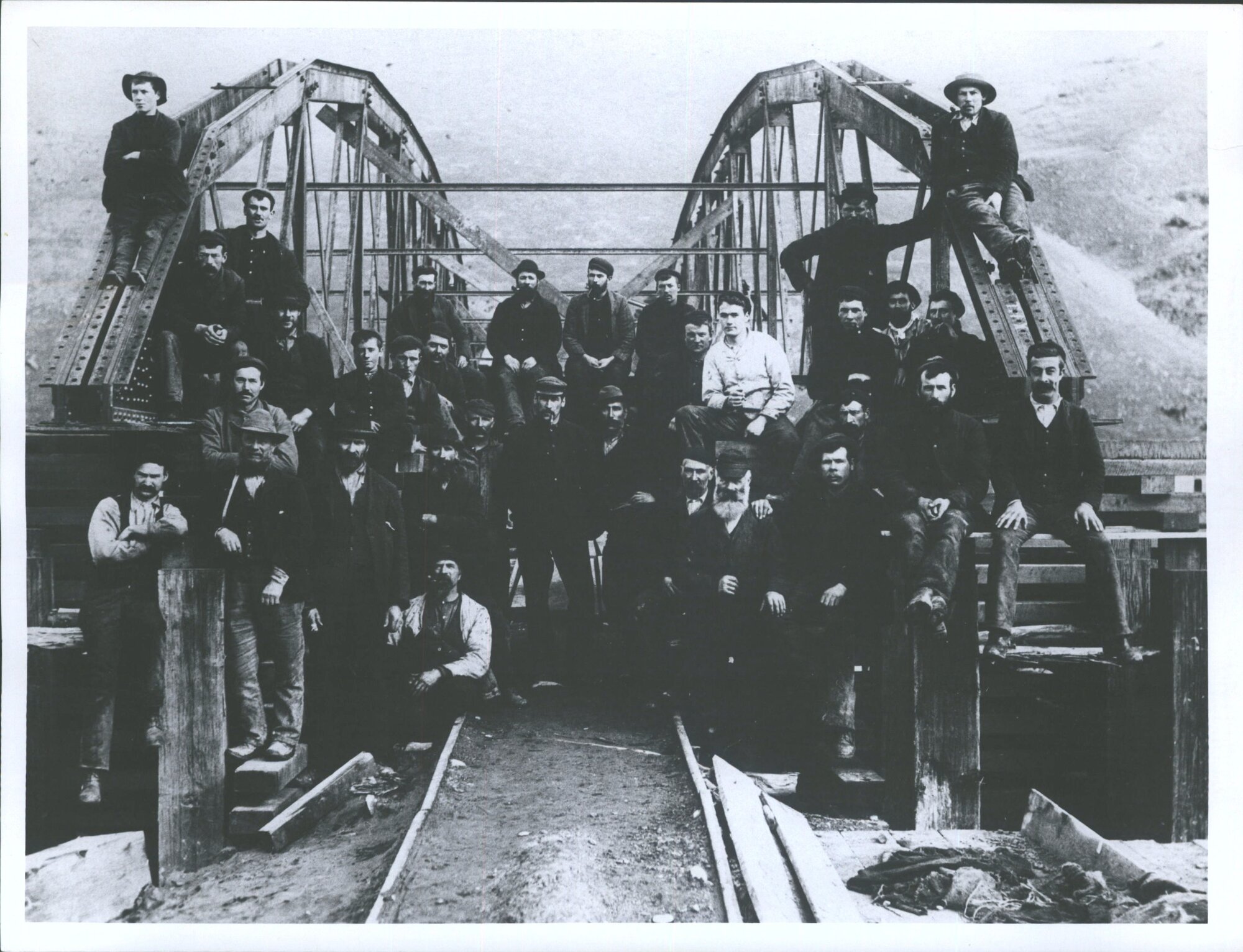 Worker engaged on Millers Flat Bridge