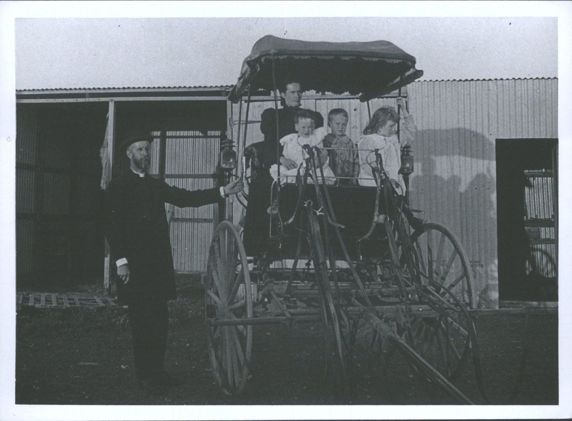 SMELLIE, Rev, J. Mrs Smellie &amp; family in buggy with canopy