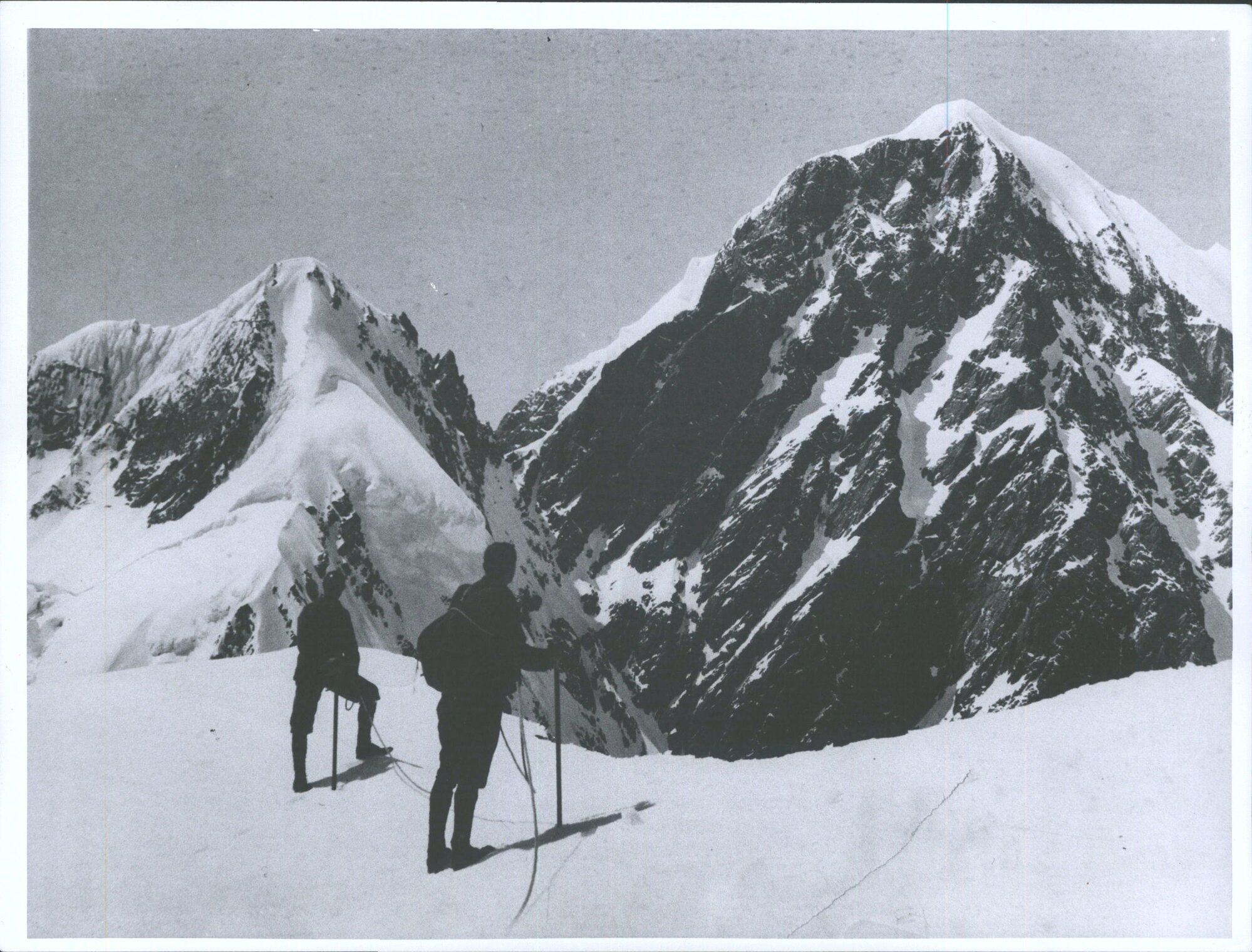 R. S. Low and Alex Graham (guide) on Mt Hicks, Southern Alps, Feb 1906