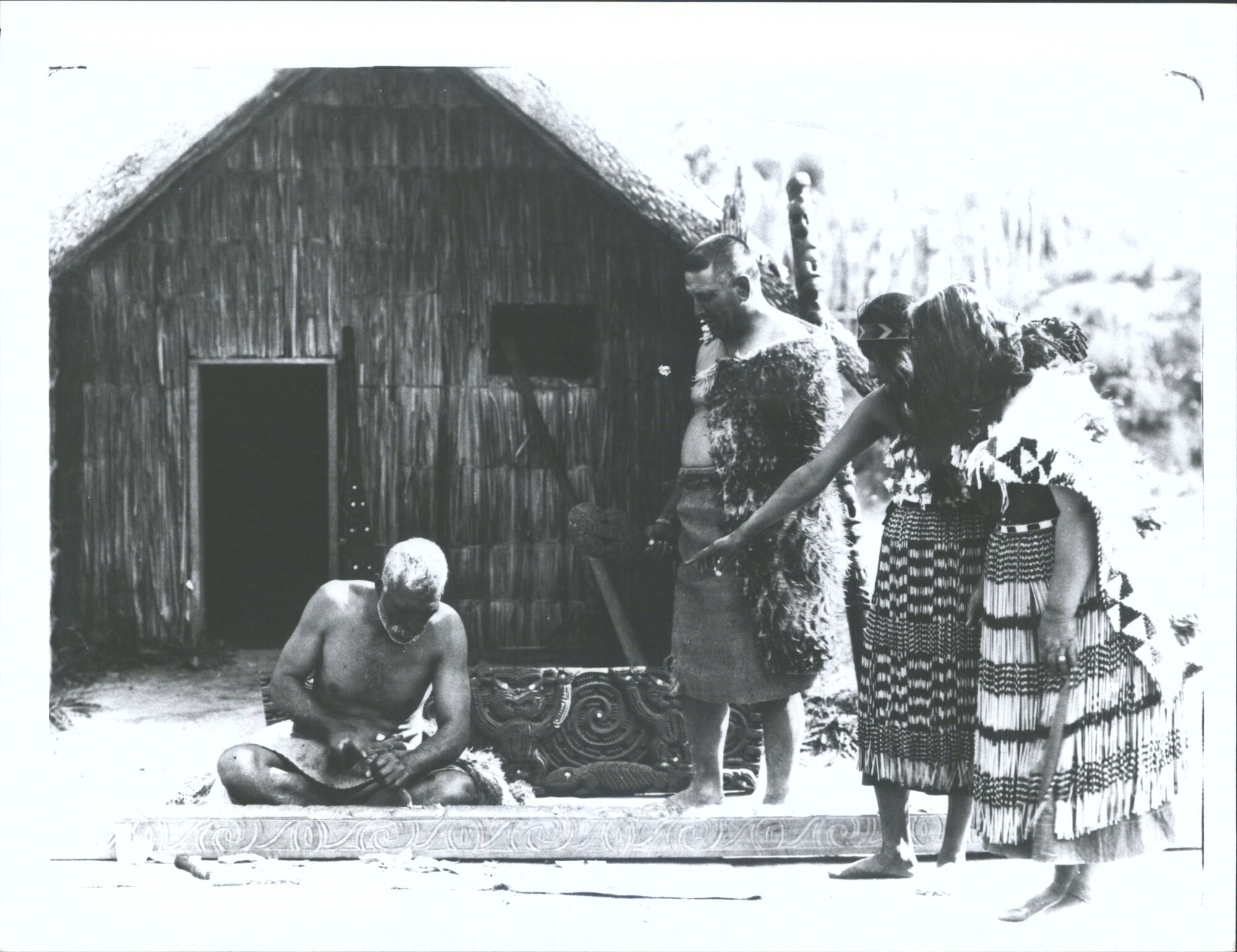 "Maori Carver at work, Rotorua."