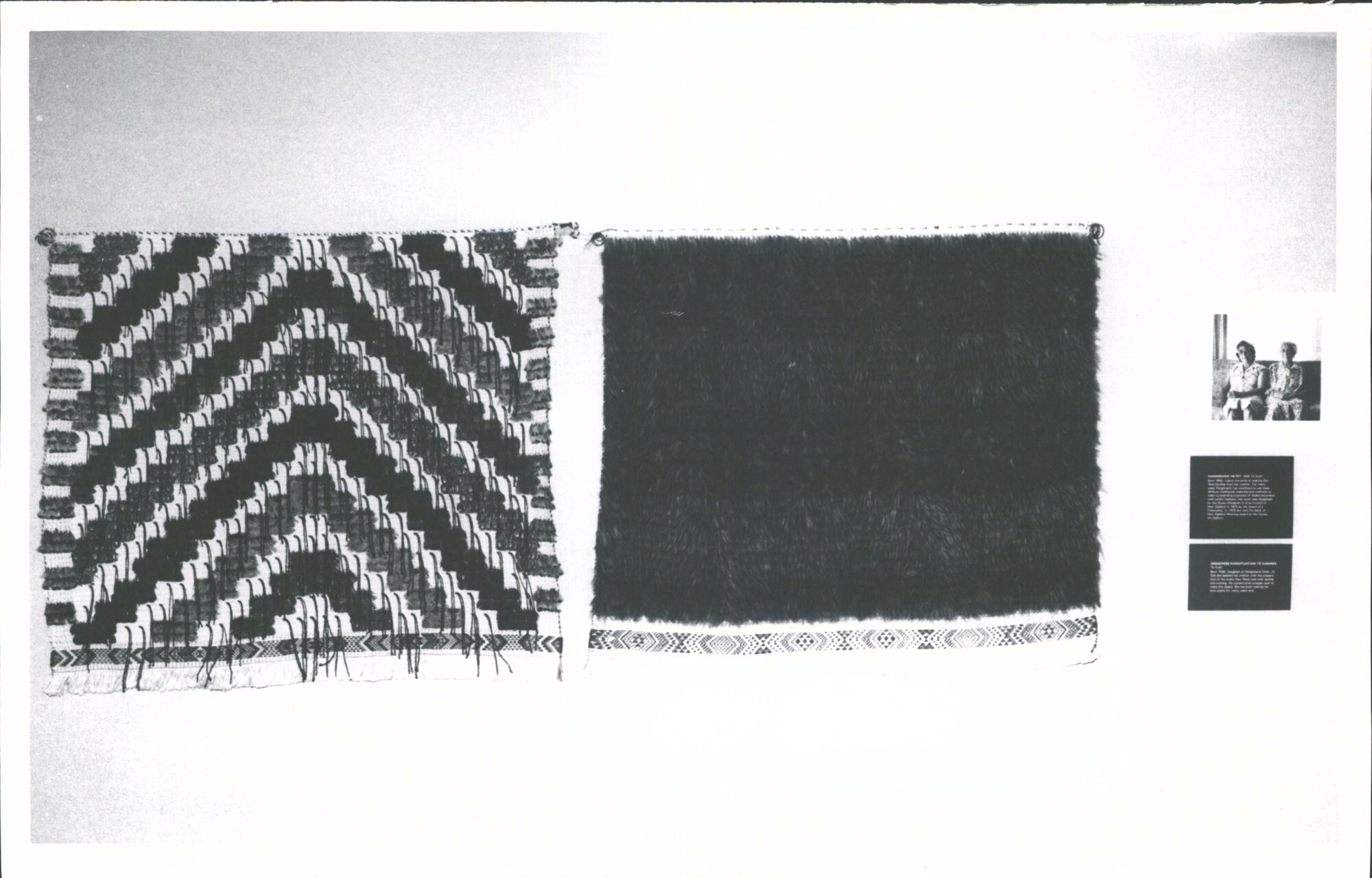 Display in Hocken Library Gallery.  Maori cloaks woven by Rangimare Hetet &amp; Diggeress Rangituatahi Te Kanawa