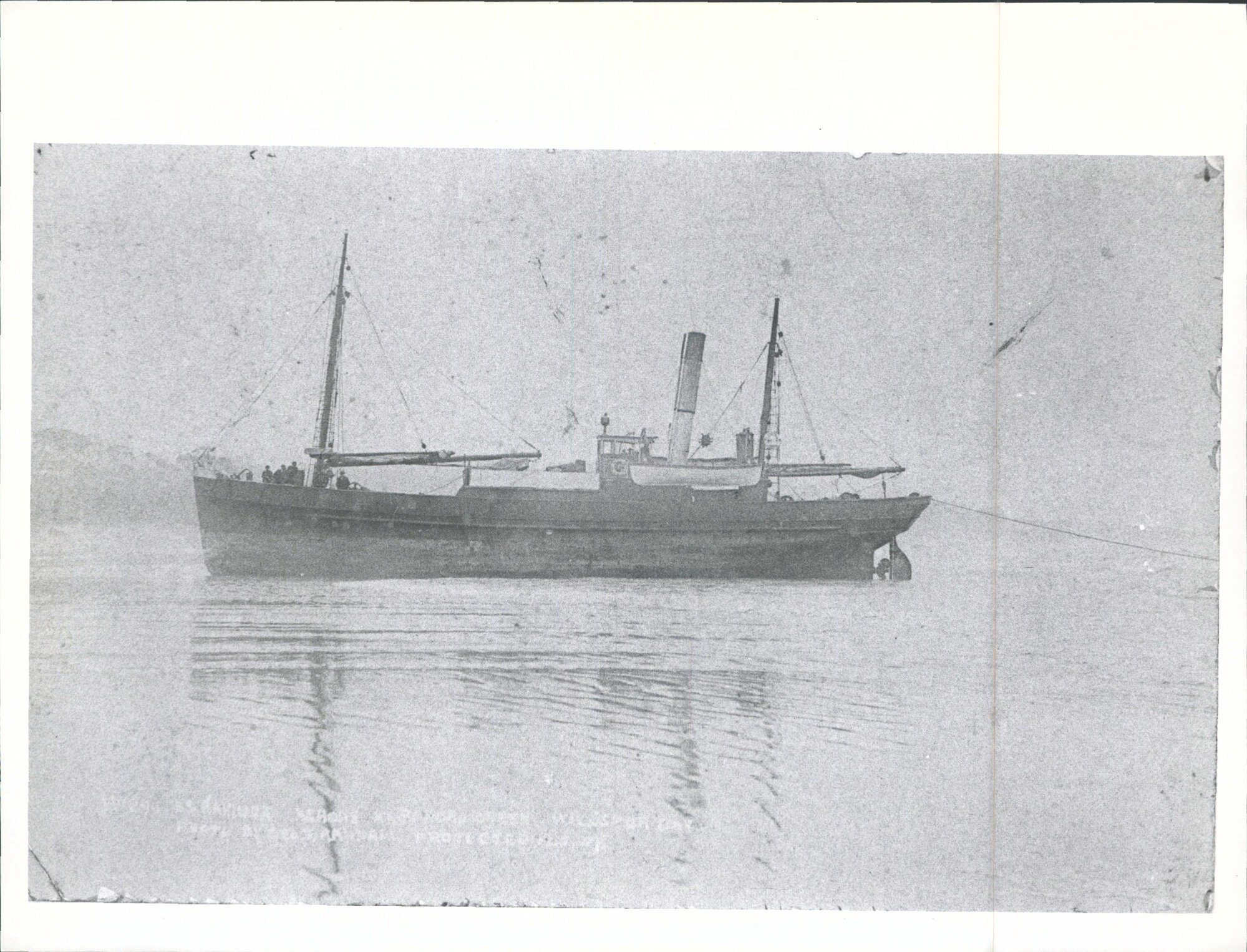 "S.S. Rakiura ashore at Rapora Creek, Willsher Bay."