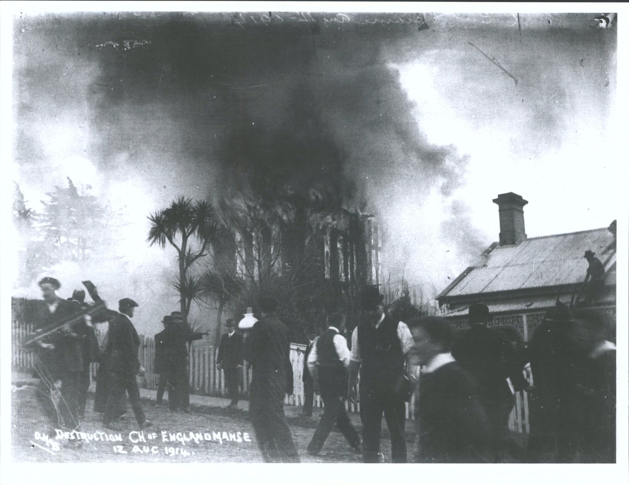 Holy Trinity Church Vicarage on fire