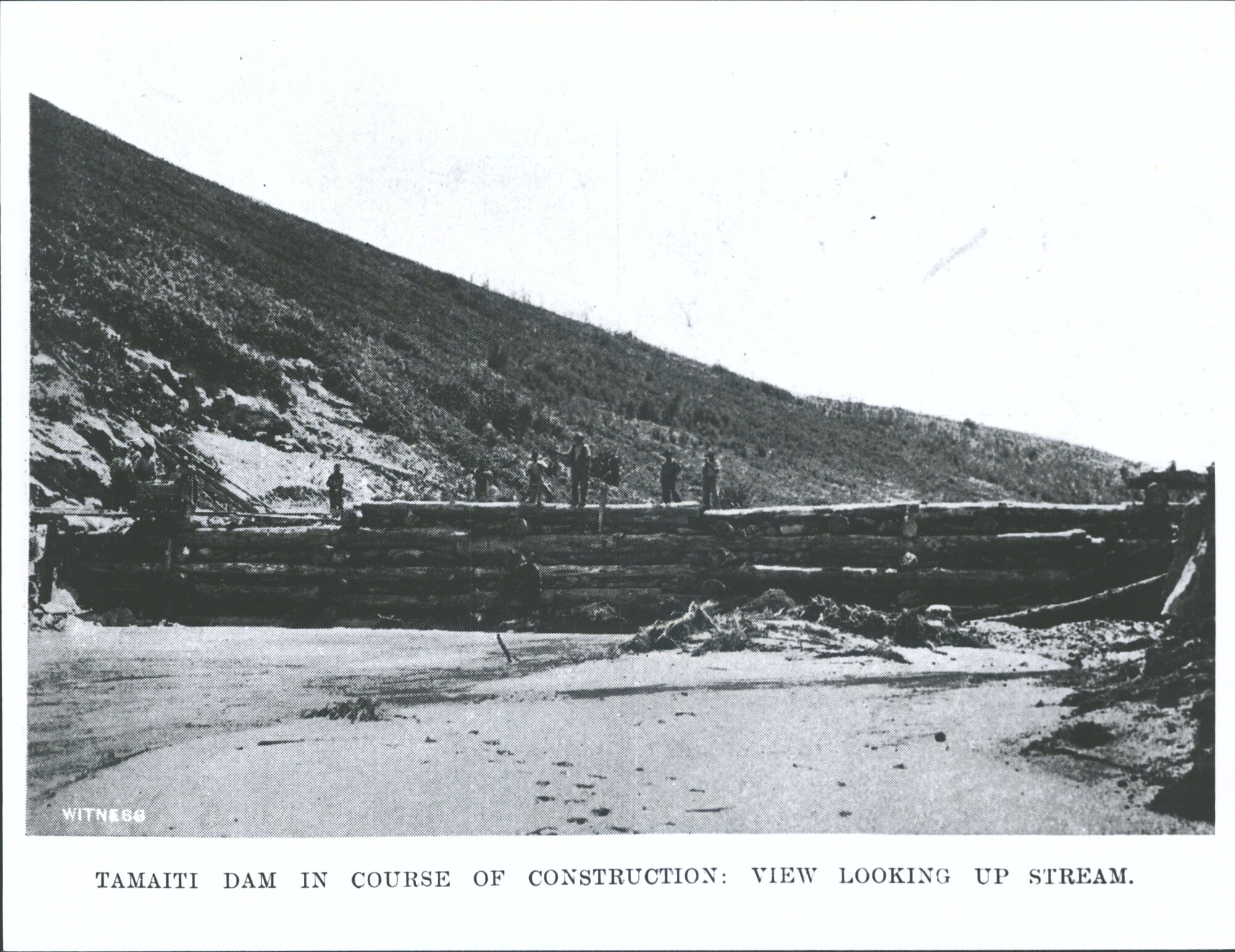 Tamaiti Dam in Course of Construction: View Looking Up Stream