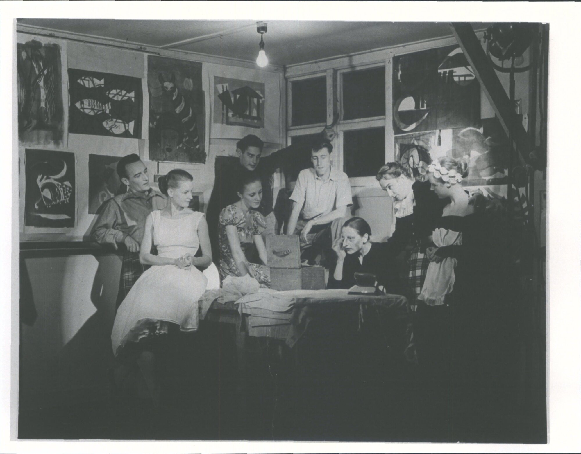 Some of the members watching Nahleen Walton making up as 'old madge' in La Sylphide