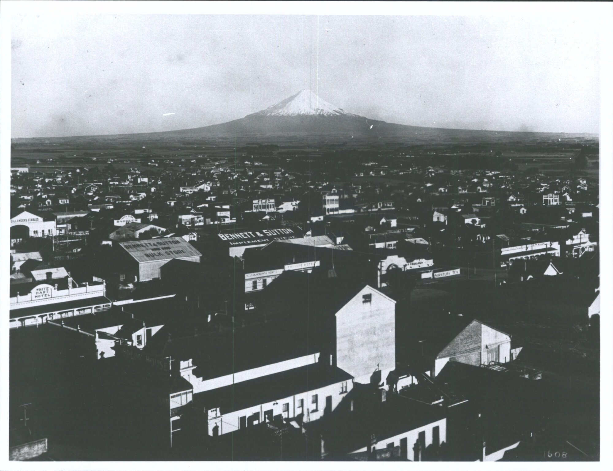 Hawera and Mt. Egmont from Water Tower, North Island, New Zealand