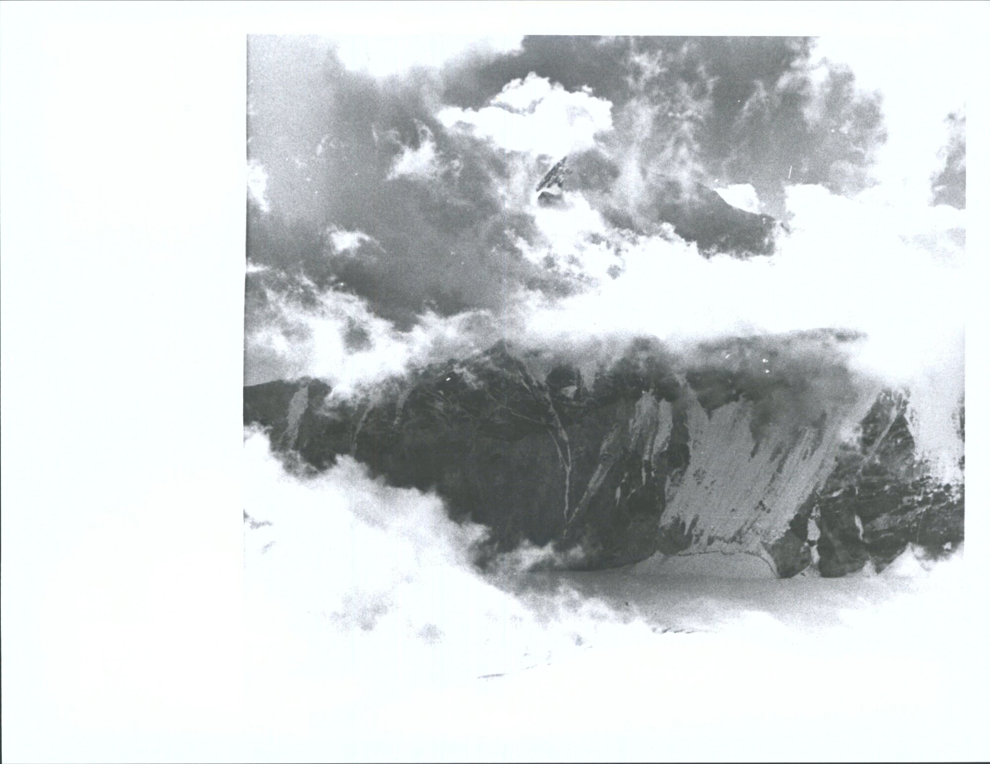"A view taken above Camp IV by a member of the N.Z.H.E. looking across Makau and Barun Glacier at Baruntse"