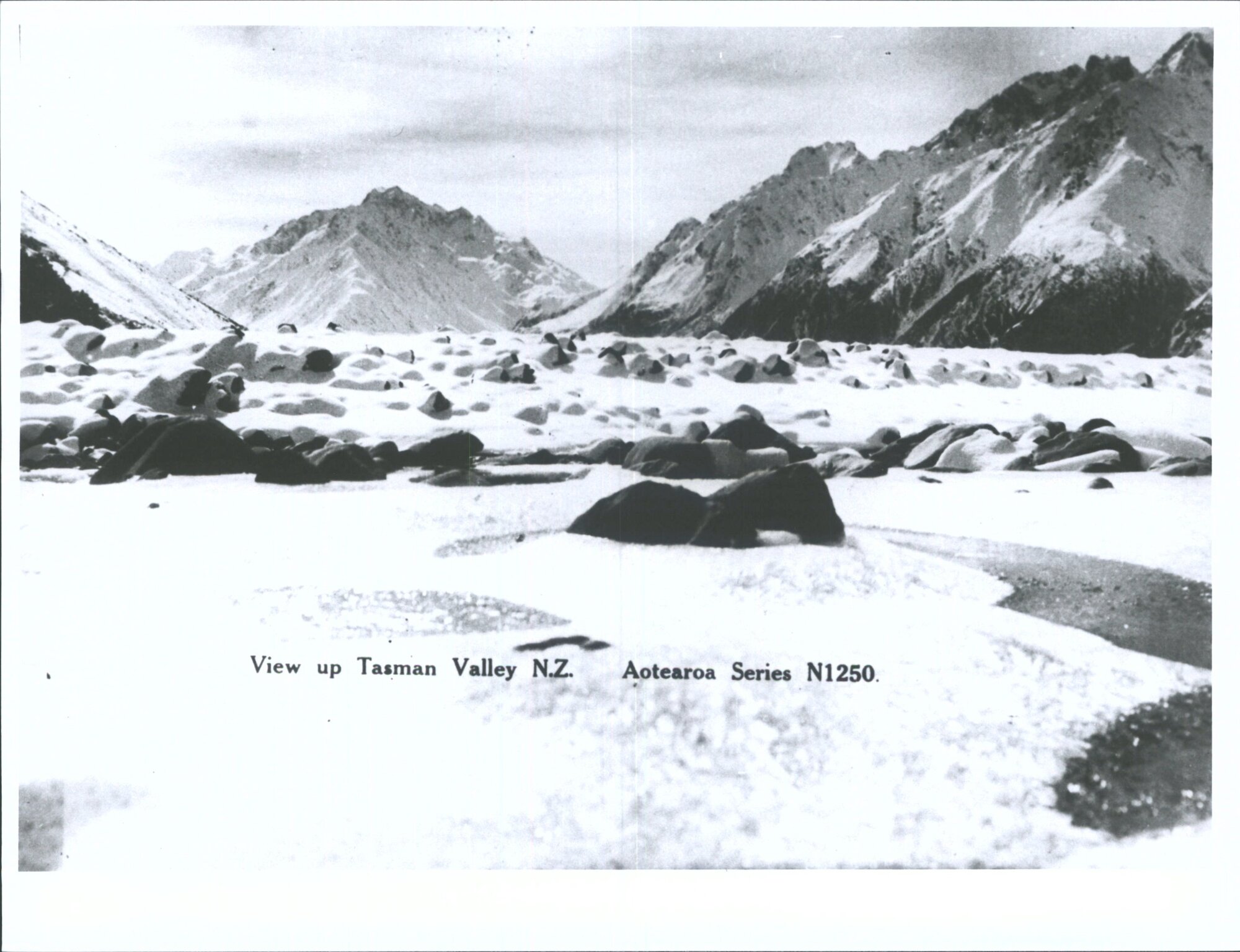 View up Tasman Valley, N.Z.