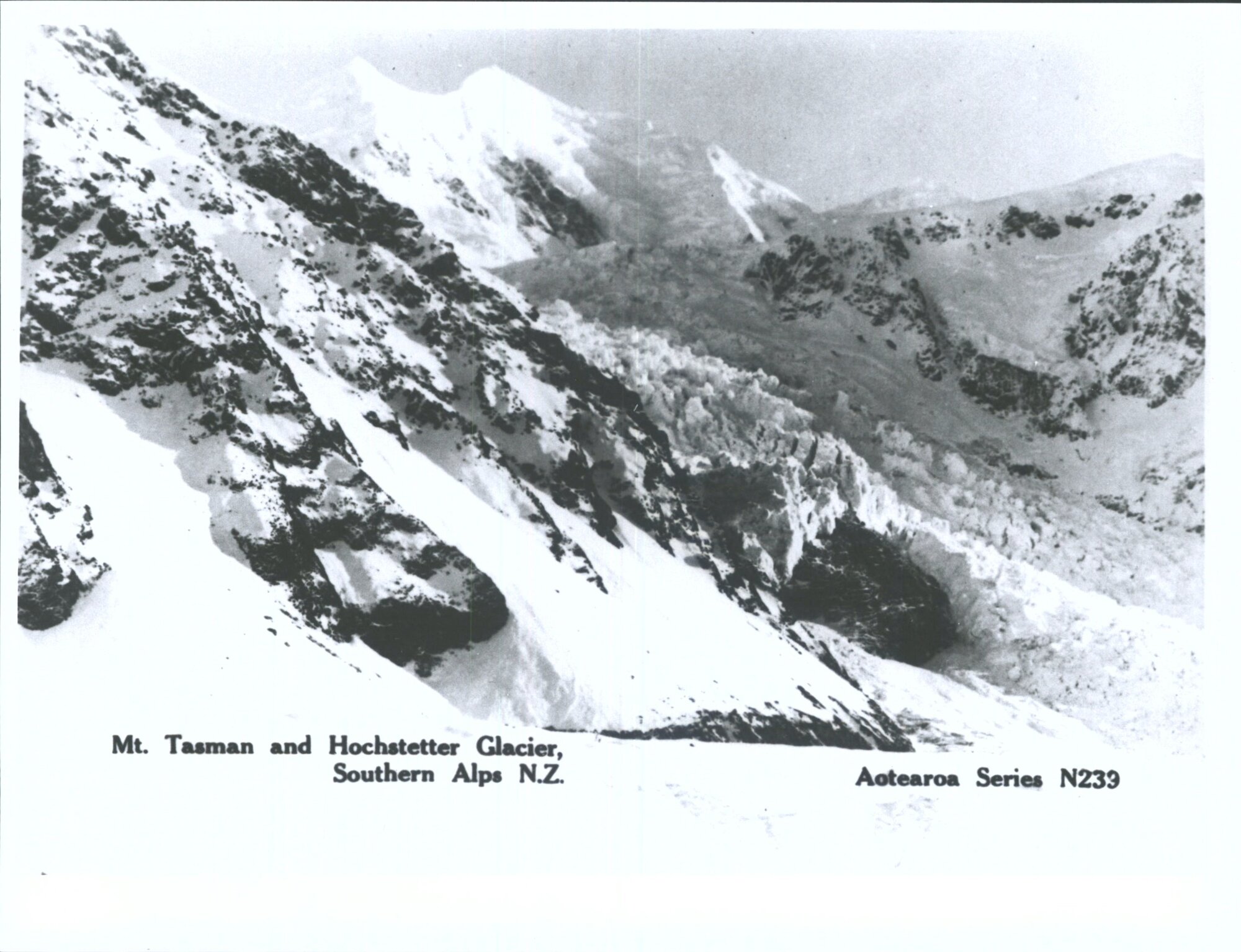 Mt. Tasman and Hochstetter Glacier, Southern Alps, N.Z.