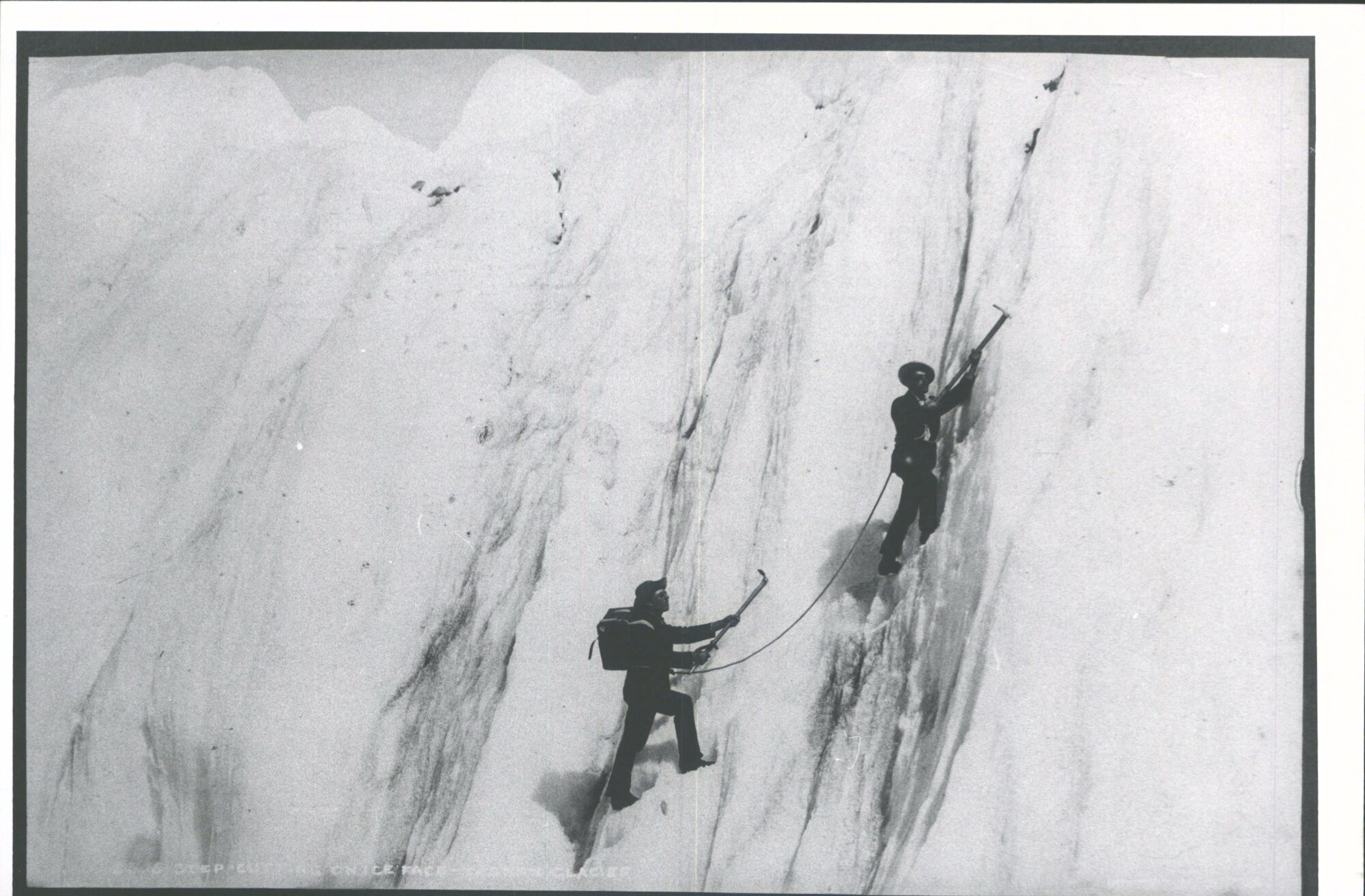 Step Cutting on Ice Face, Tasman Glacier