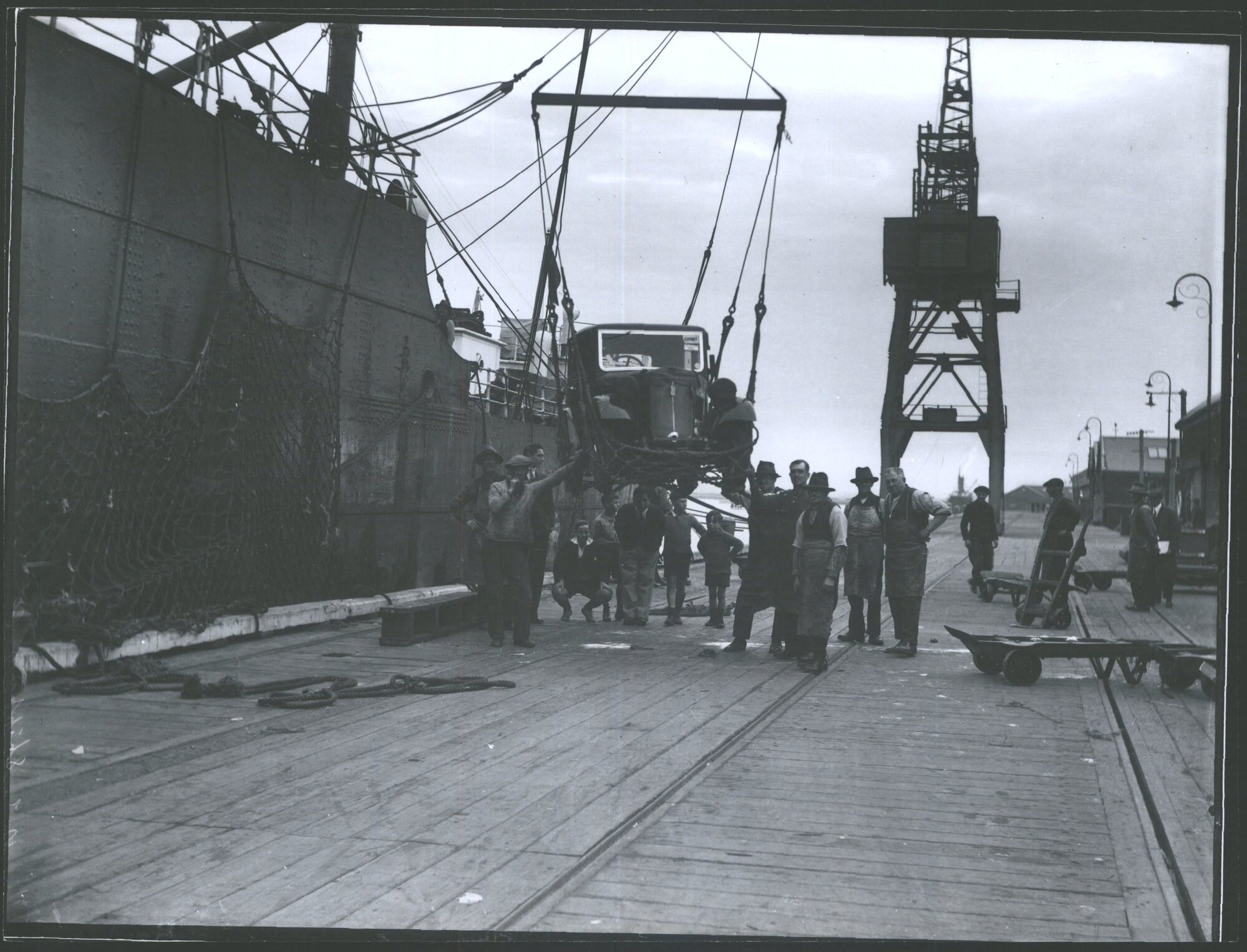 Motor vehicles being unloaded
