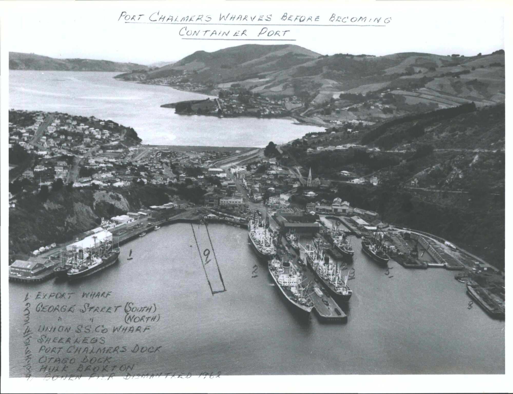Port Chalmers Wharves before becoming Container Port