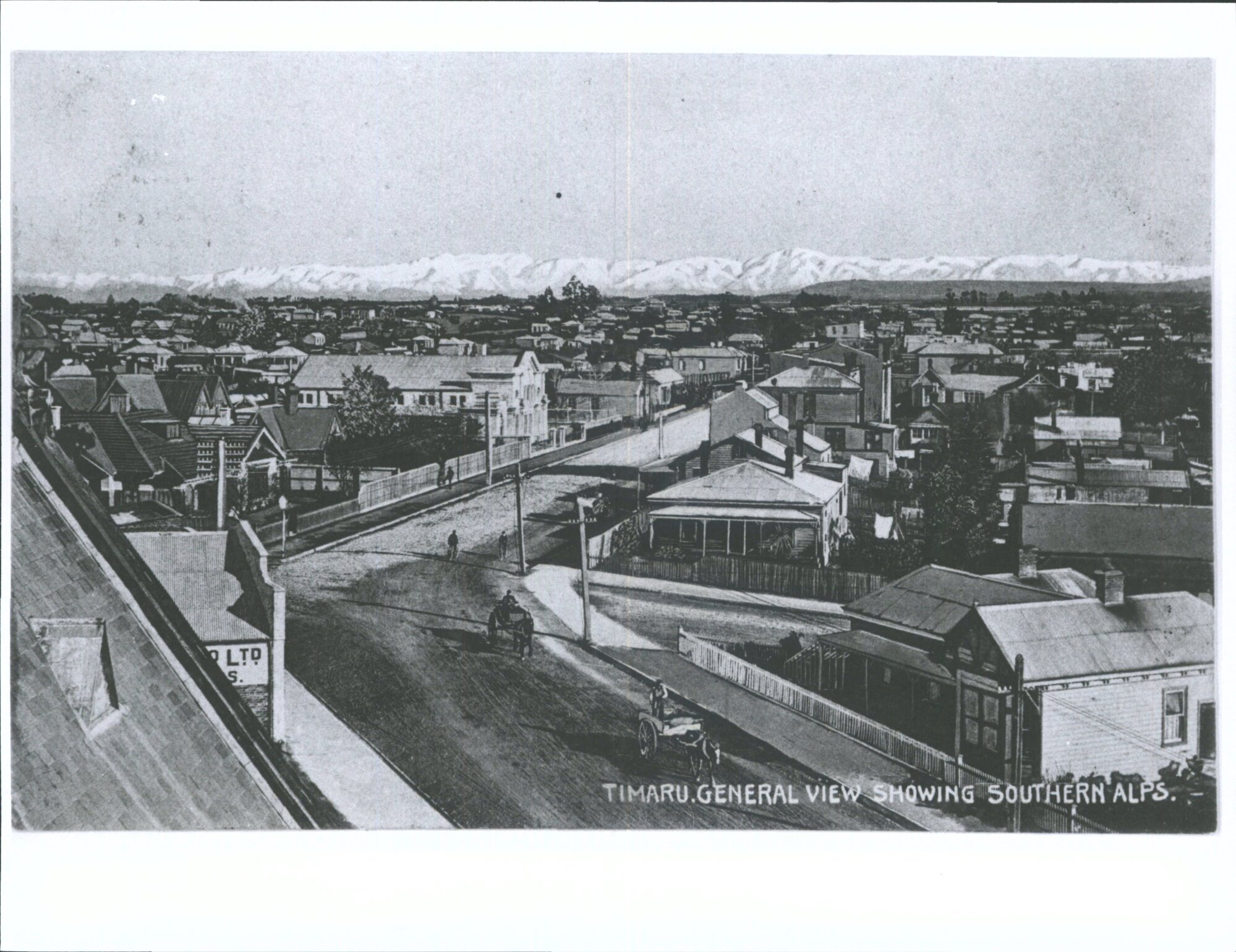 Timaru General View Showing Southern Alps