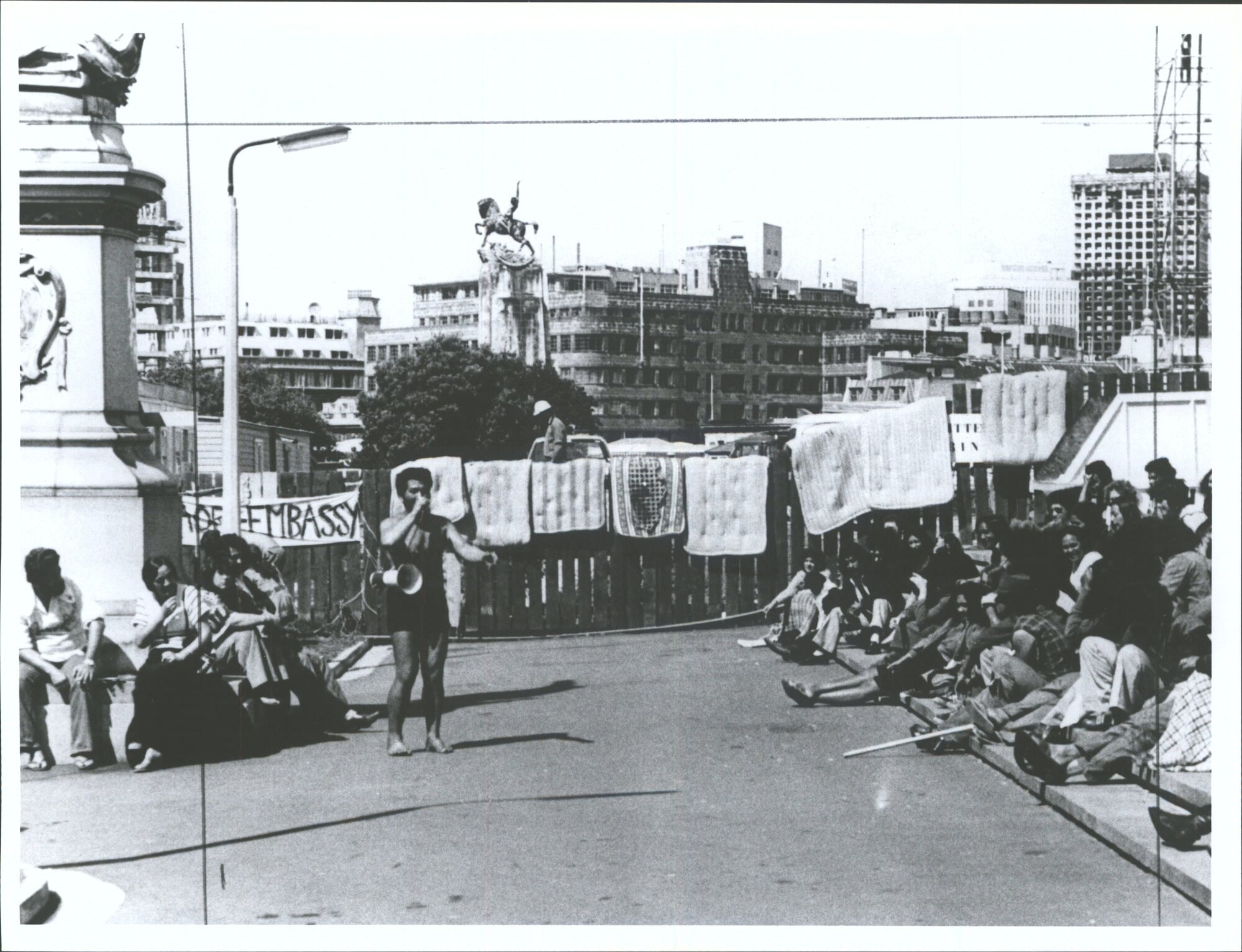 [Land March 1976] Possibly Don Mihaka with bull horn