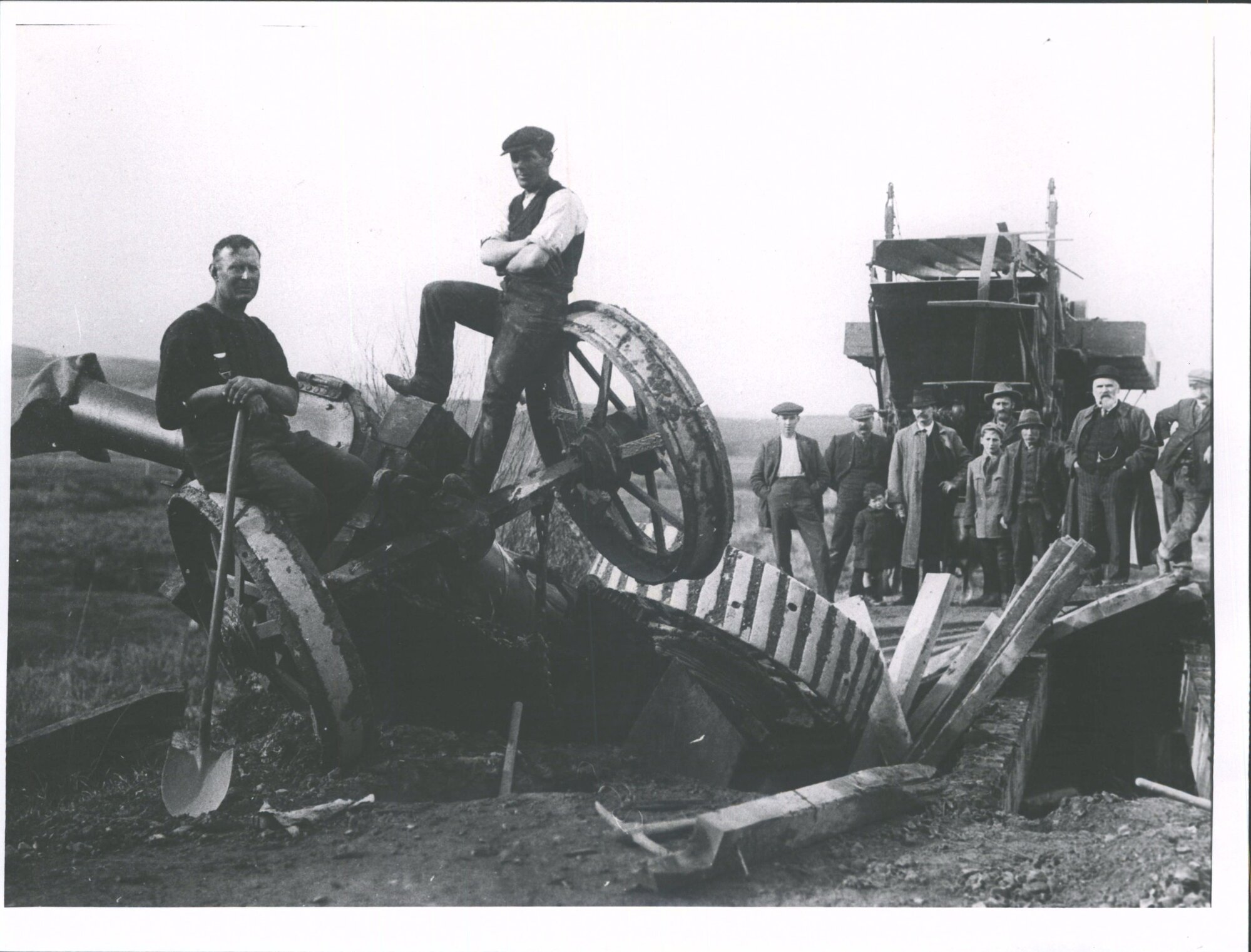Traction engine in ditch