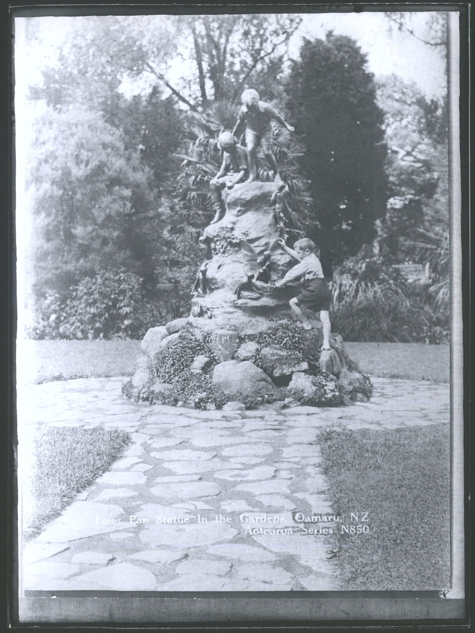 Peter Pan Statue in the Gardens, Oamaru, N.Z.