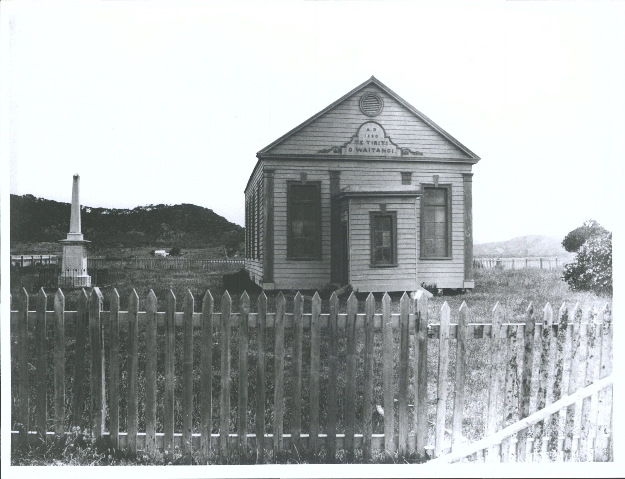 Bay of Islands Maori Church, with Treaty of Waitangi Memorial to the left