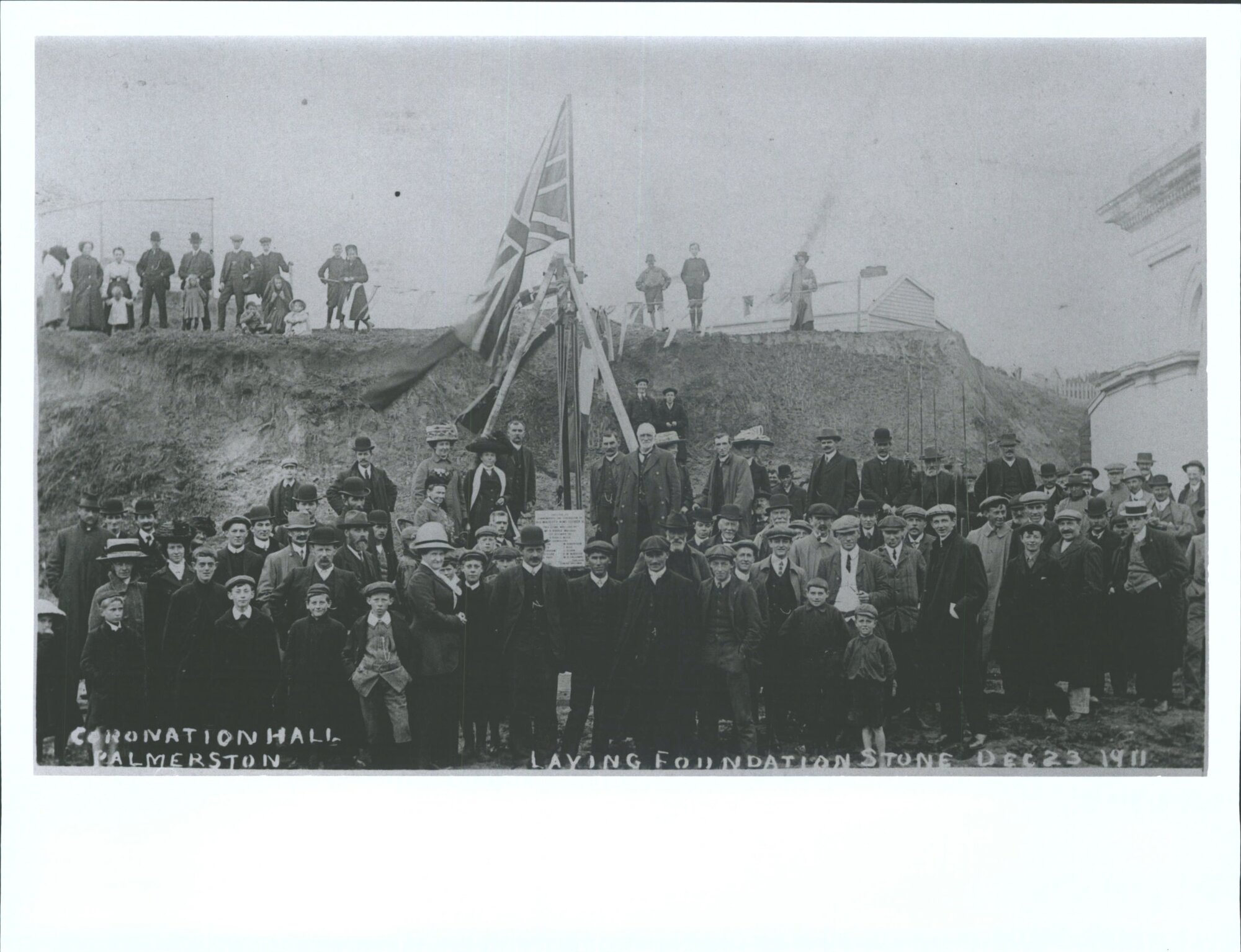 Coronation Hall, laying foundation stone