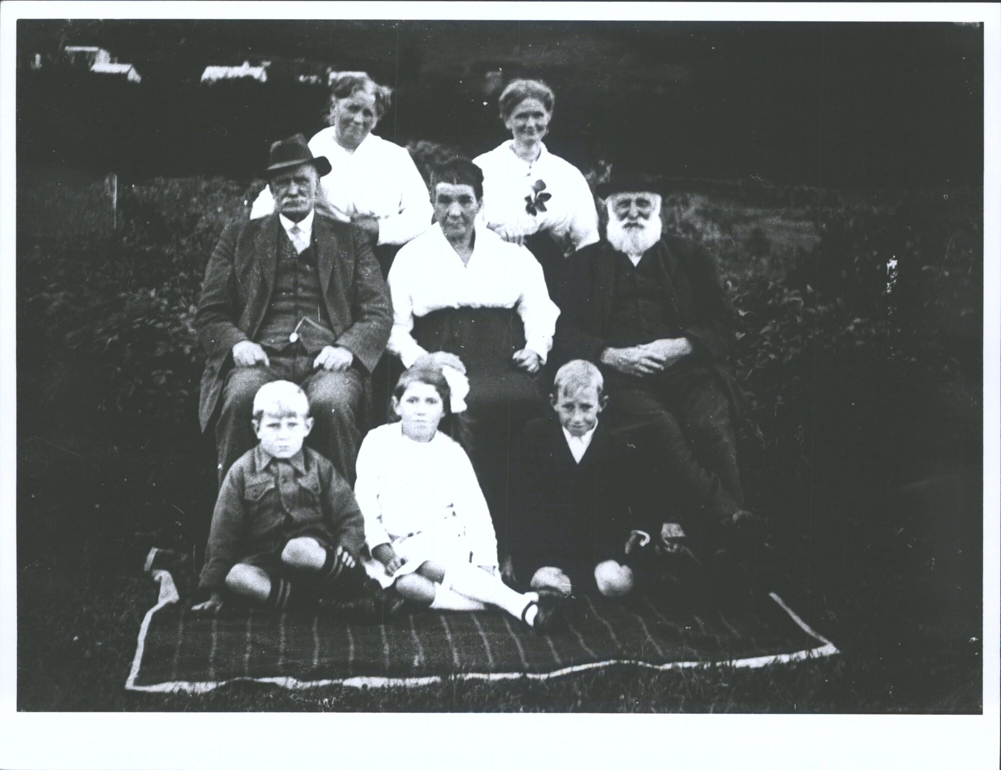 Group of people on picnic blanket