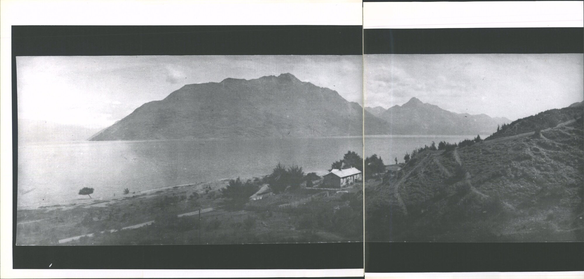 Panorama of Lake Wakatipu showing Mt. Cecil and Walter Peak