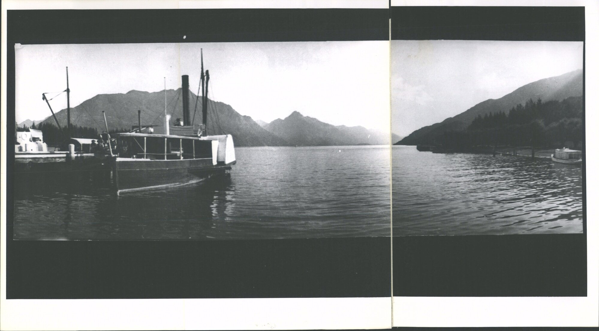 Panorama of Lake Wakatipu, showing Mt. Cecil and Walter Peak