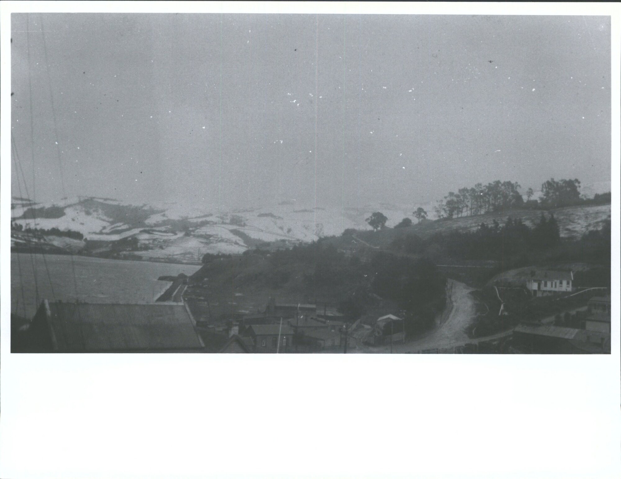 Snow from 27 Currie Street. Cottage hospital on extreme right