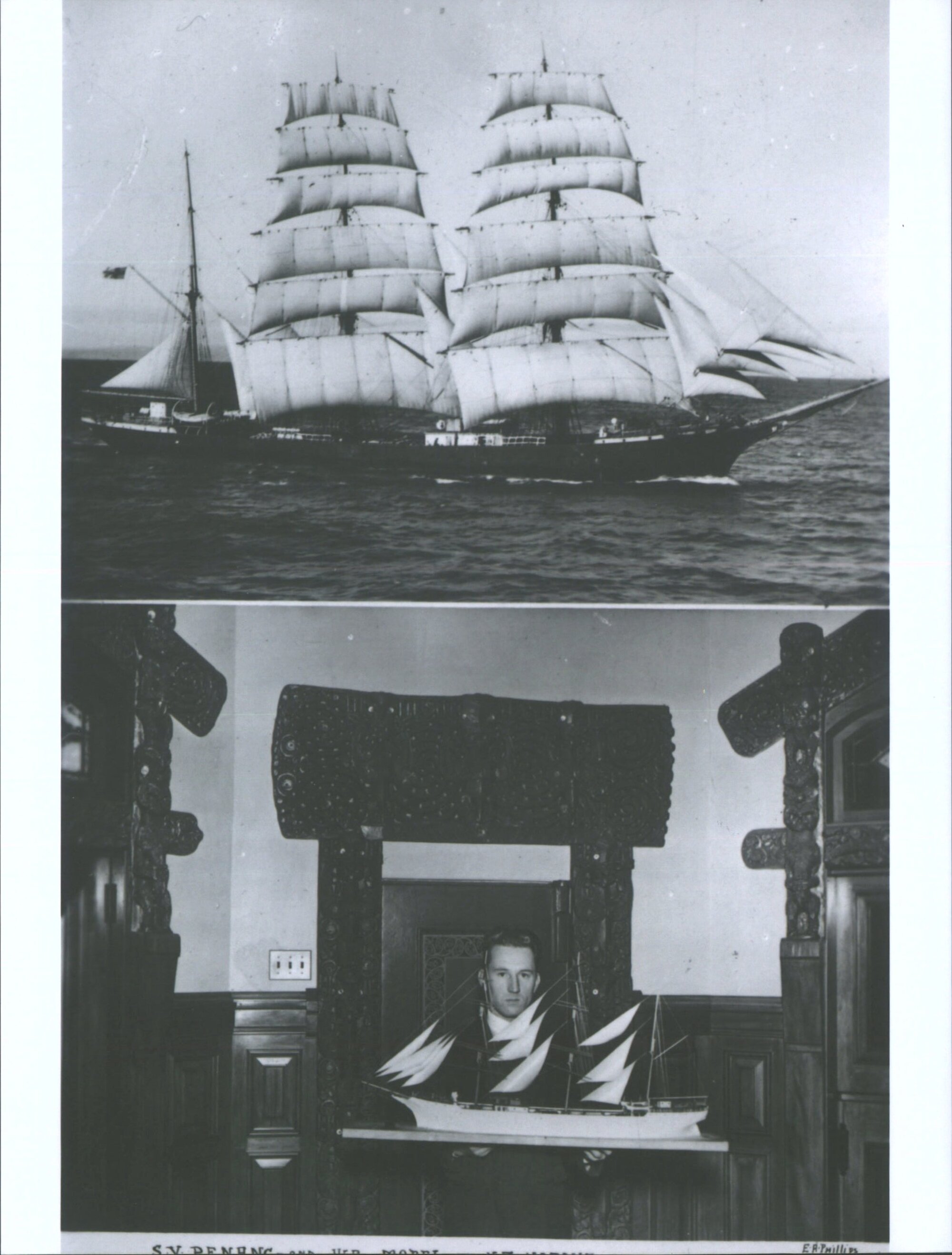 S. V. PENANG - AND HER MODEL IN NZ NATIVE SURROUNDINGS