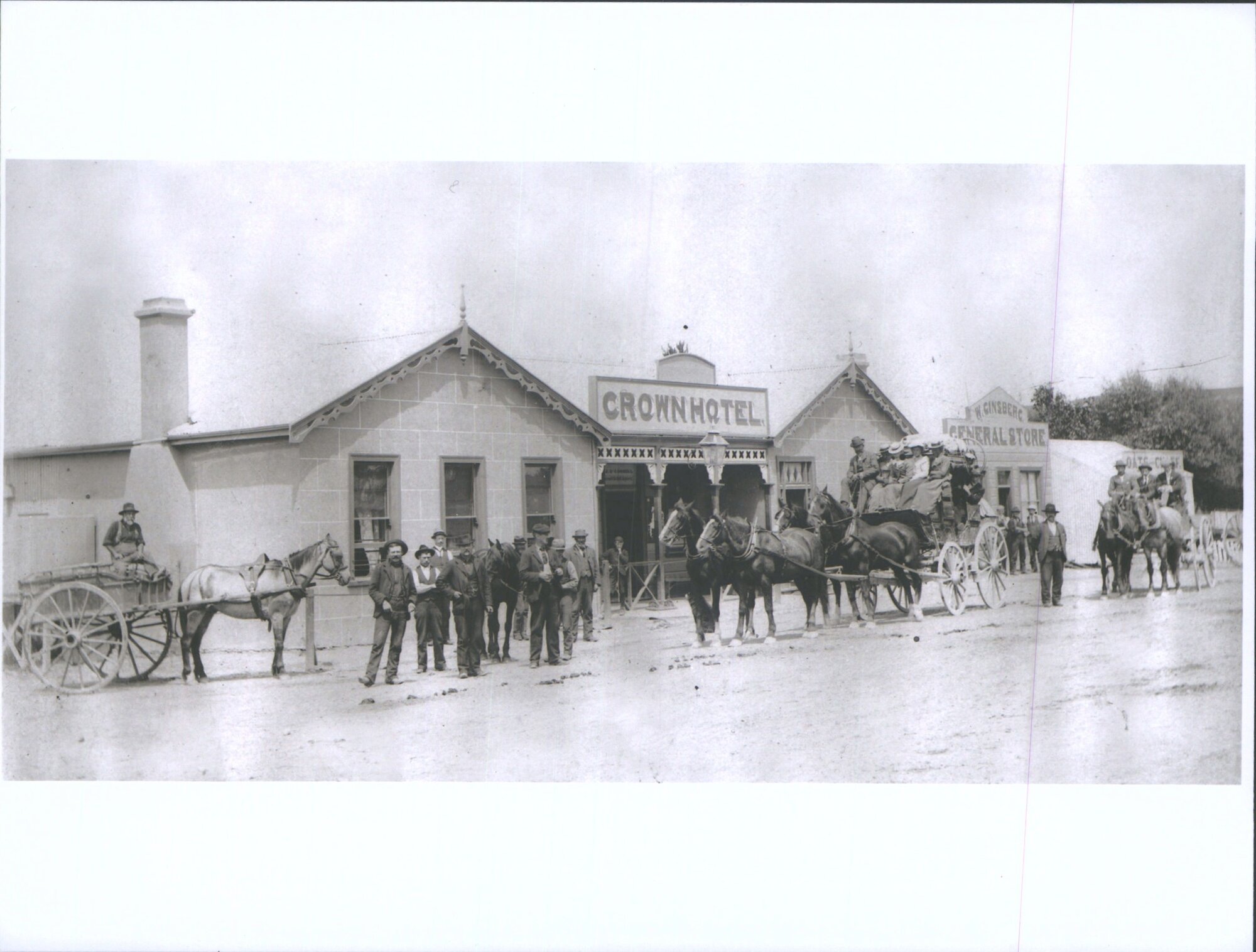 Stage Coach in front of Crown Hotel, Wedderburn