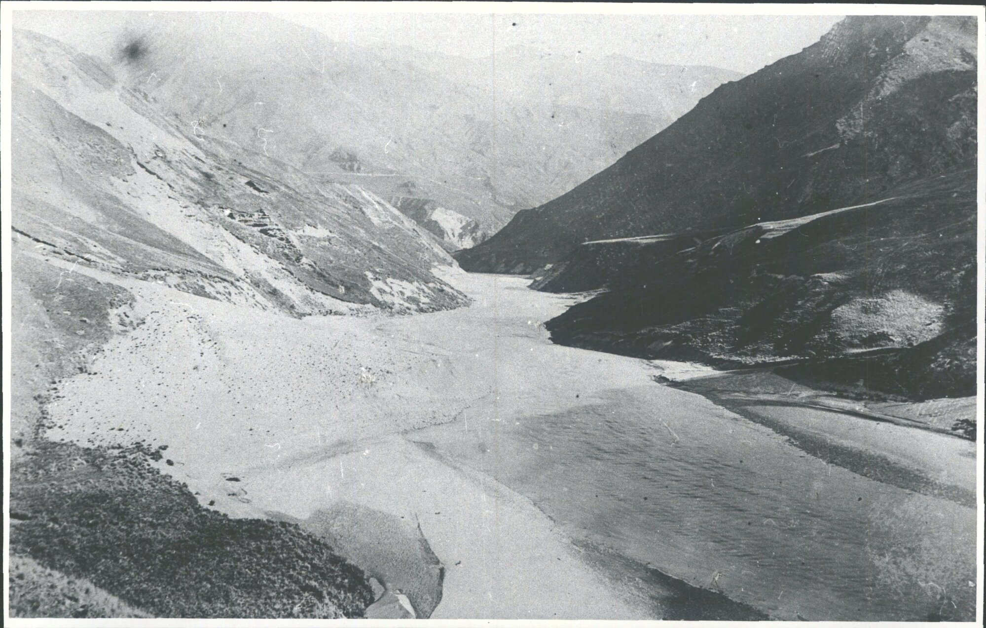 Looking down the Shotover Sandhills claim