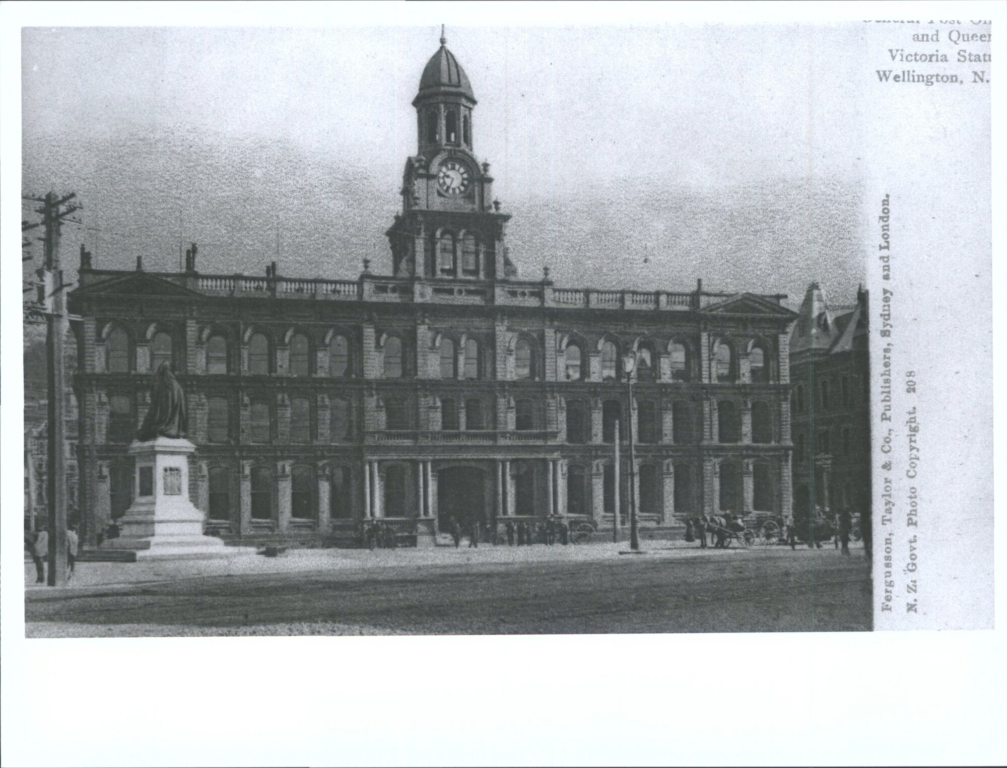 General Post Office and Queen Victoria Statue, Wellington, N.Z.
