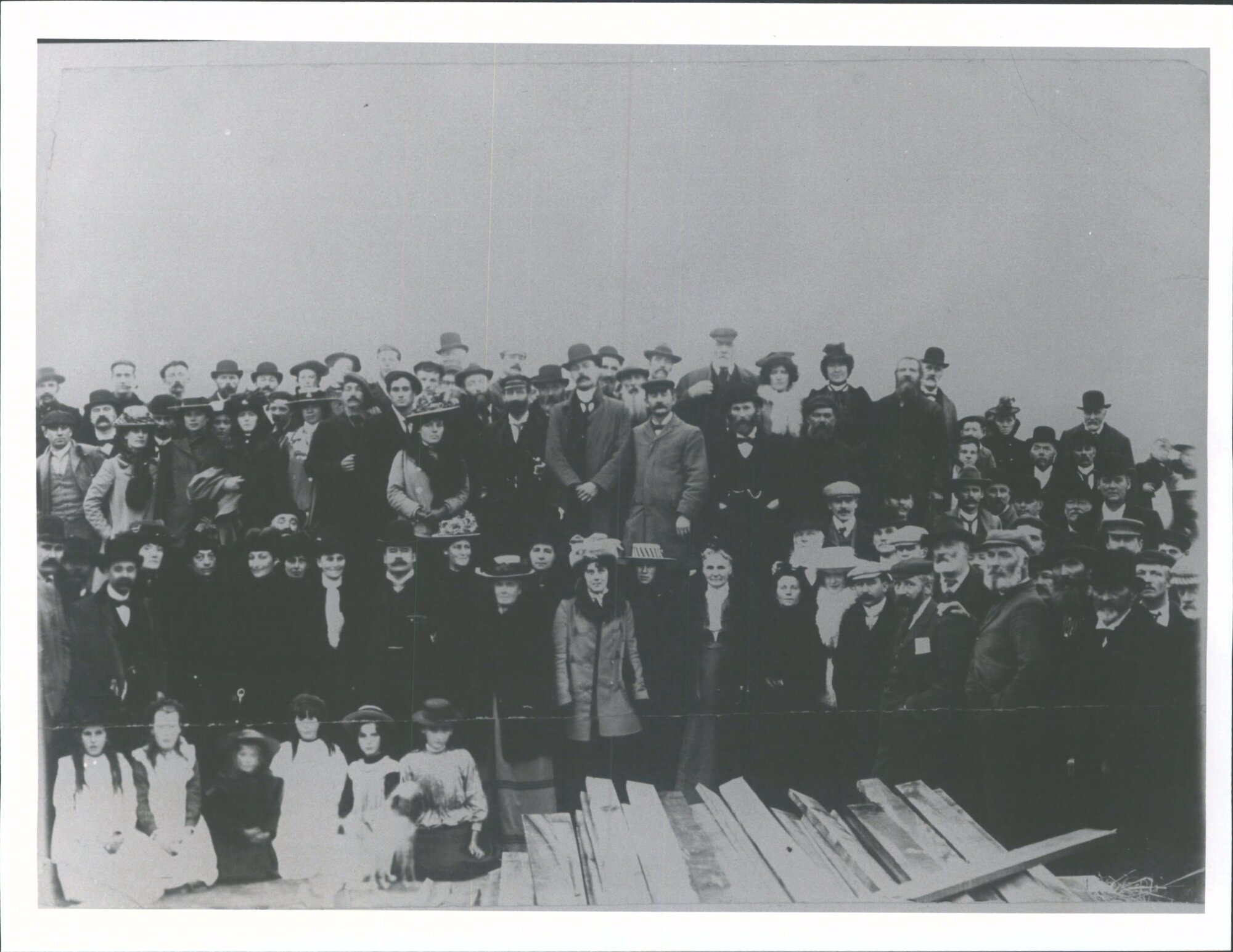 A large group of Vistors &amp; Stewart Islanders assembled on the Wharf at Half Moon Bay
