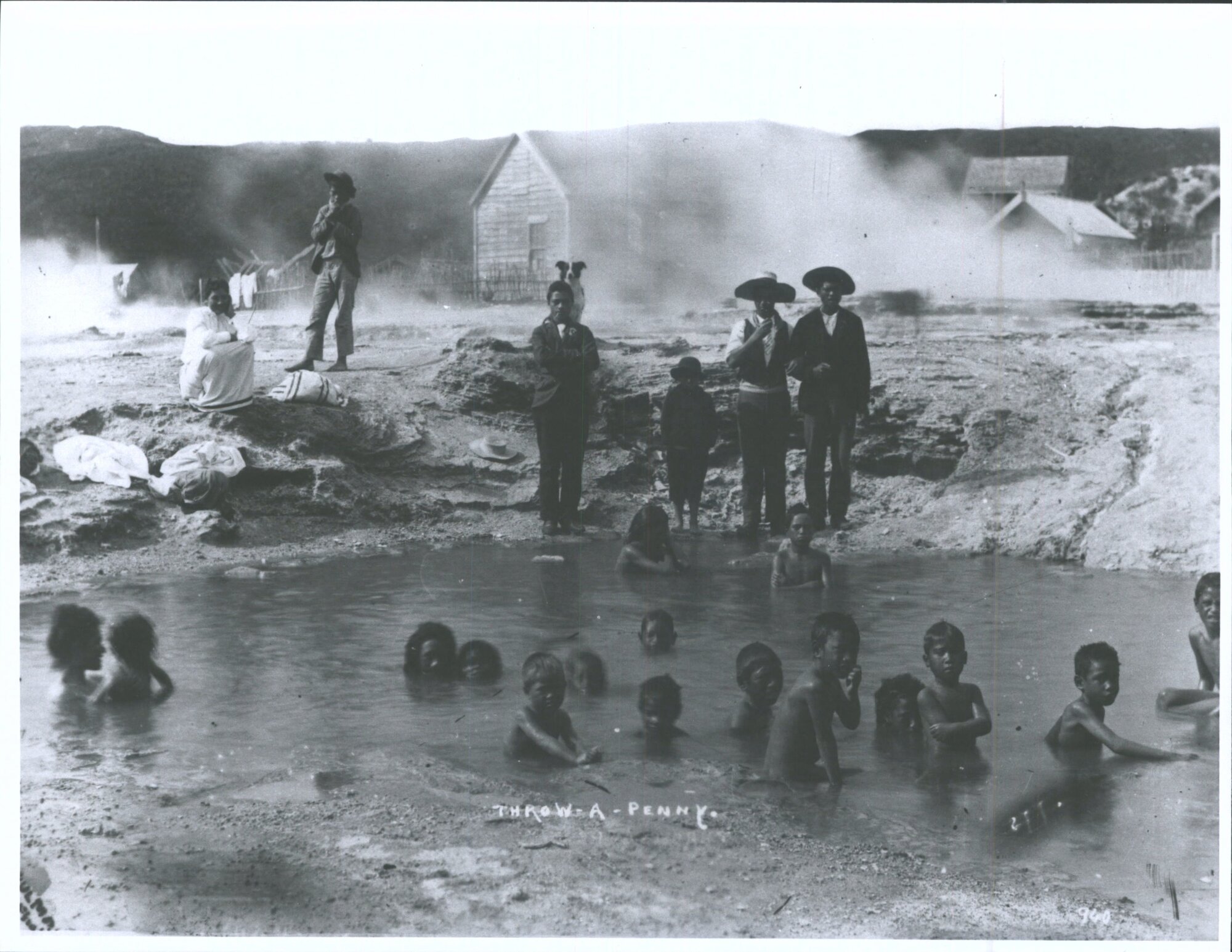 Maori children bathing
