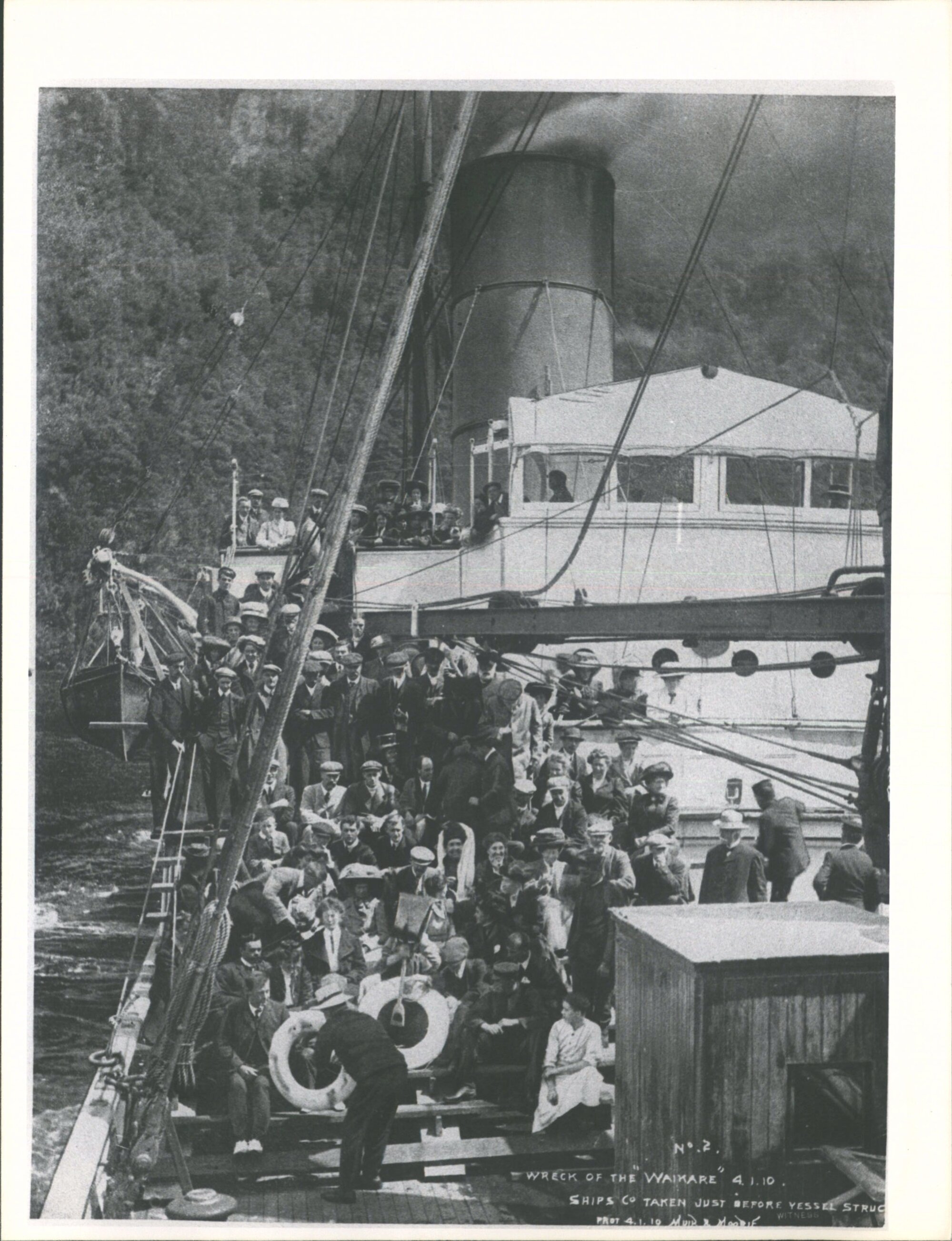 Waikare. 'Ship's company taken just before vessel struck'