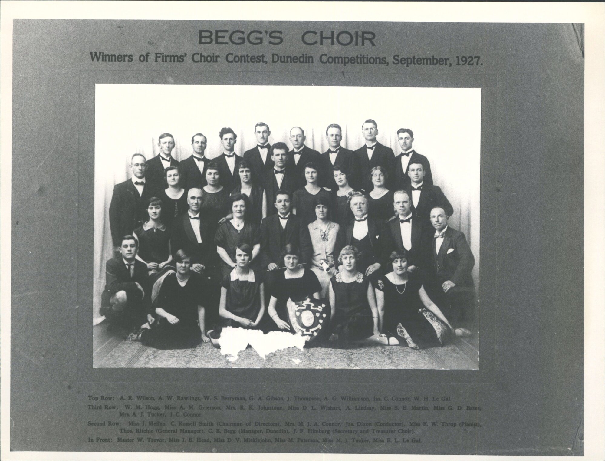 Charles Begg &amp; Co., Choir 1927, Dunedin