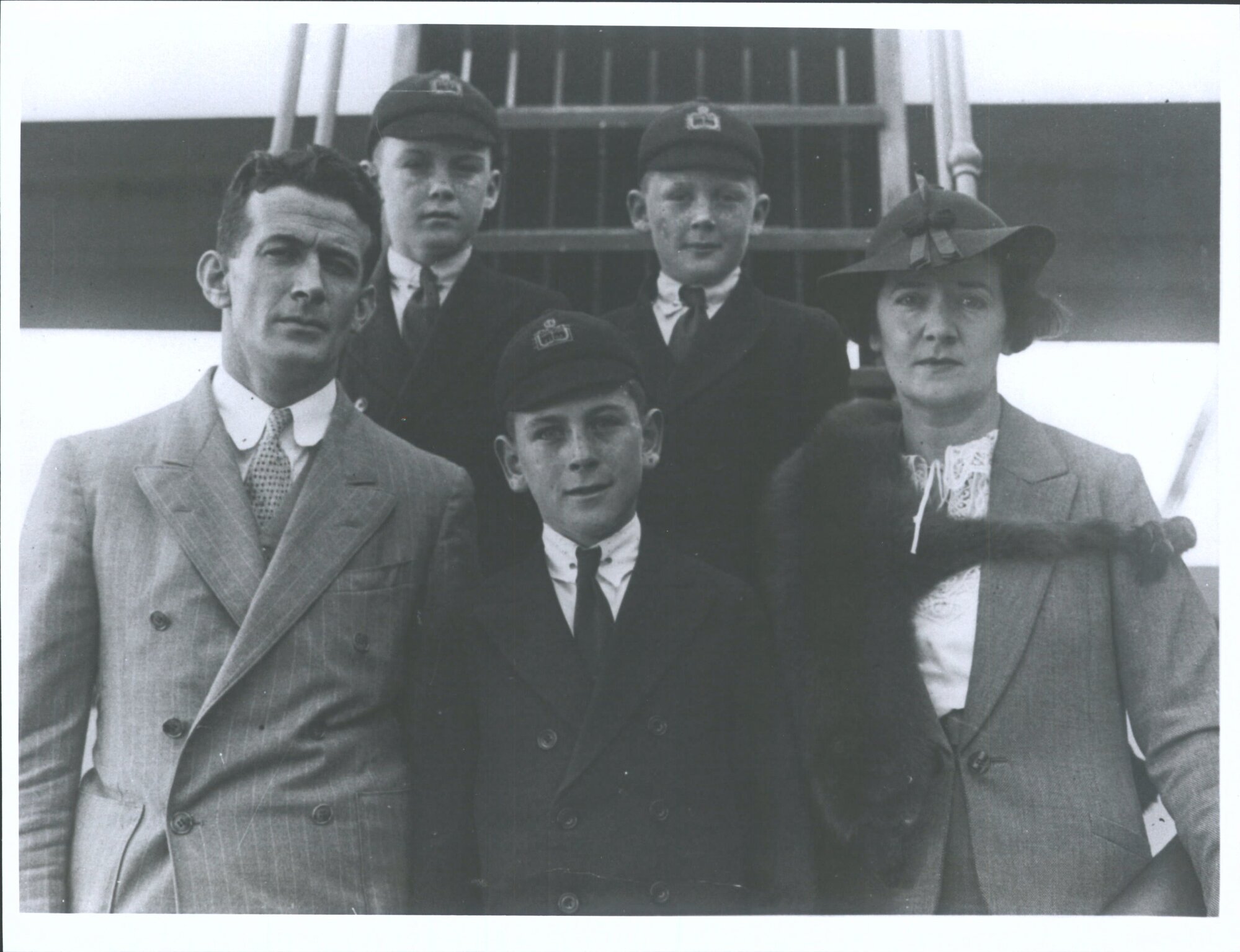 Getty Harold (front left) with Sister Mrs. D. [Howarth?] and his three sons, Alan G. (front centre) Lindsay G (back left) and Do