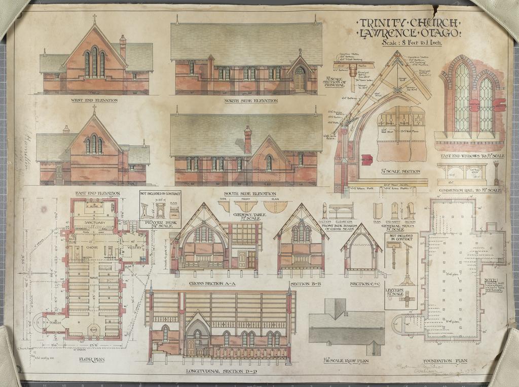 Plan of Holy Trinity Church, Lawrence, Edmund R. Wilson architect