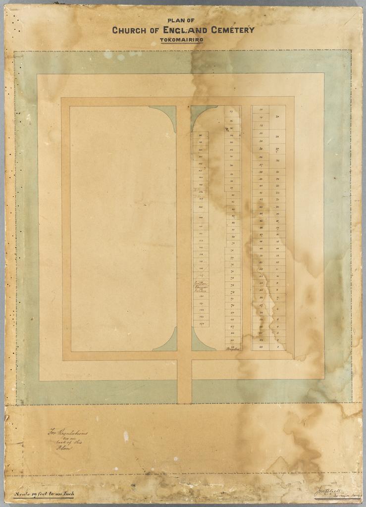 Plan of Church of England Cemetery, Tokomairiro