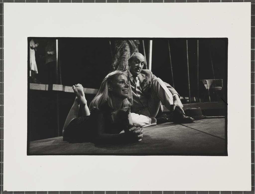 Young woman and older man, Downstage Theatre production of 'Heroes and butterflies'