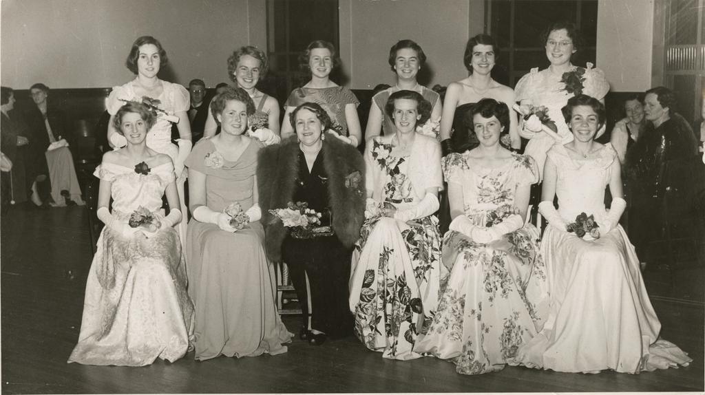 Group of women dressed for a formal dance function