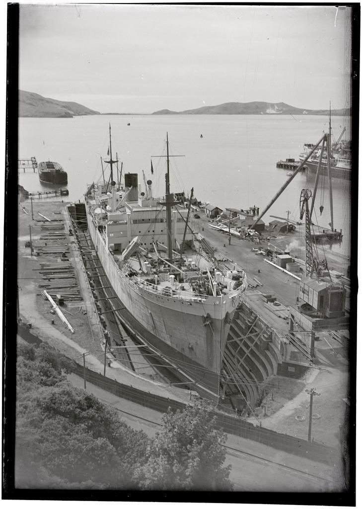 Port Huon in dry dock at Port Chalmers