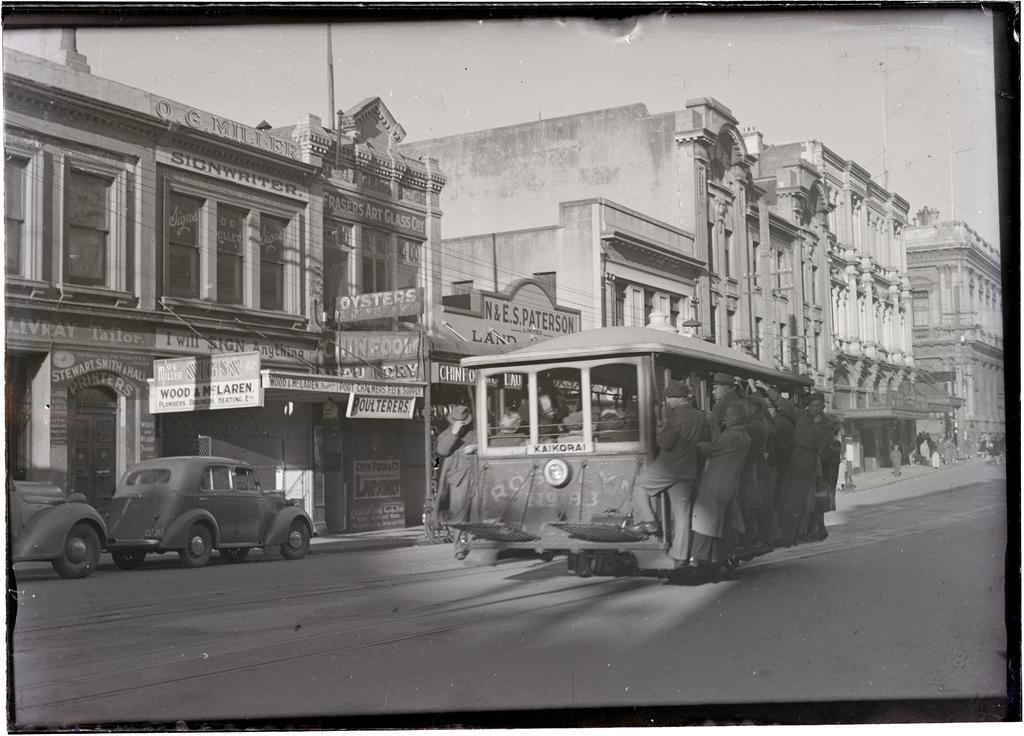 Cable car no. 93 in Rattray Street, Dunedin