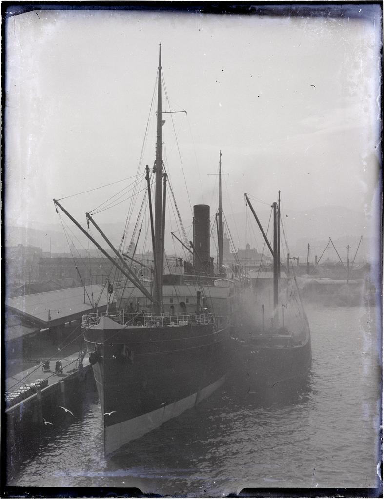 Steamship alongside the wharf in the Steamer Basin, Dunedin