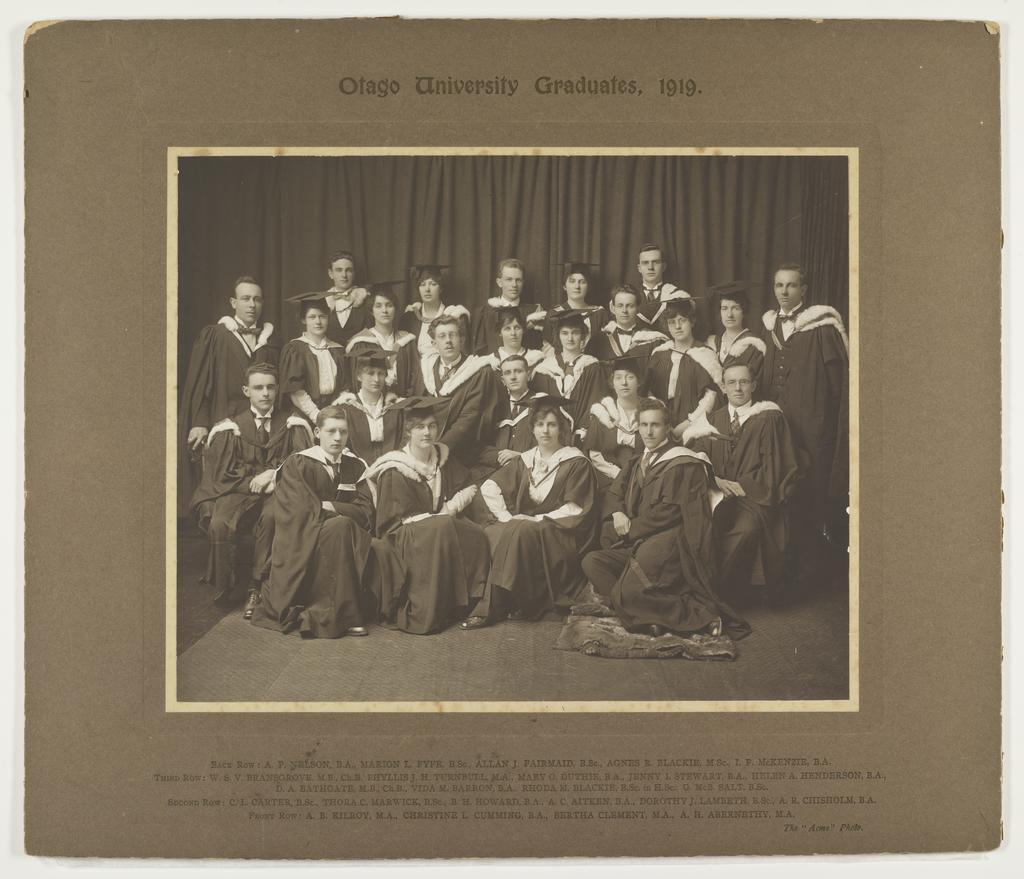 University of Otago graduates, including Agnes Blackie and Rhoda Blackie