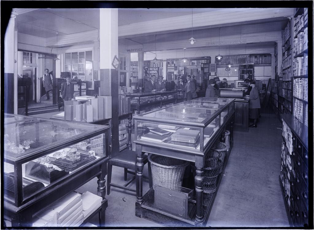 Interior of retail shop, Coulls Somerville Wilkie, Crawford Street, Dunedin