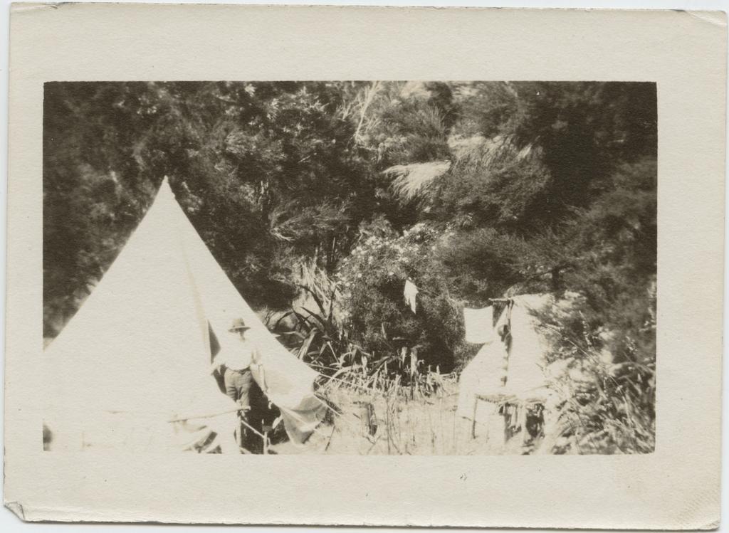 Photograph and negative of 'our camp'