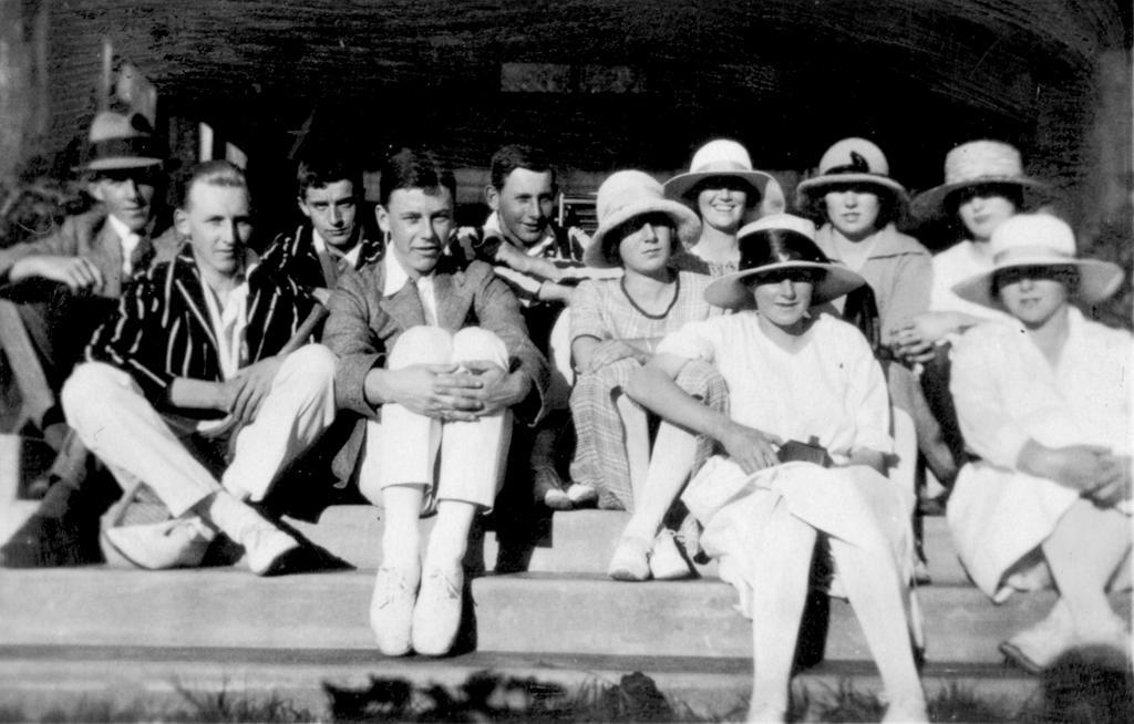 Young people sitting on steps