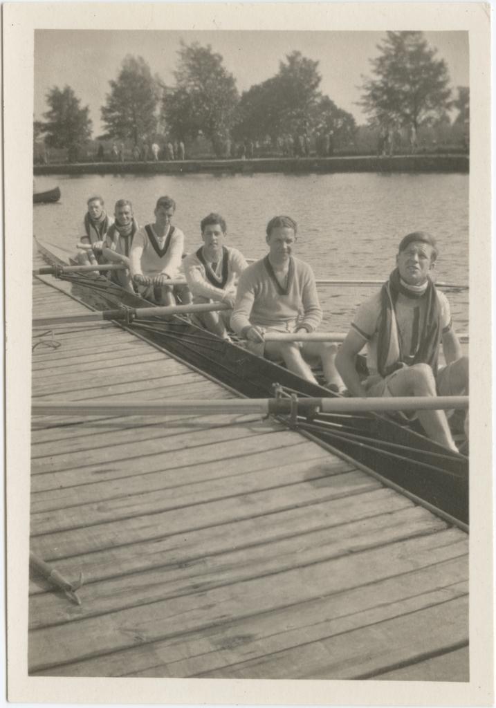 Rowers in boat